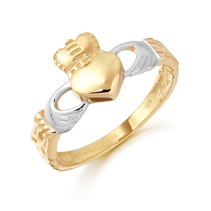 9kt Two Tone Gold Claddagh Ring
