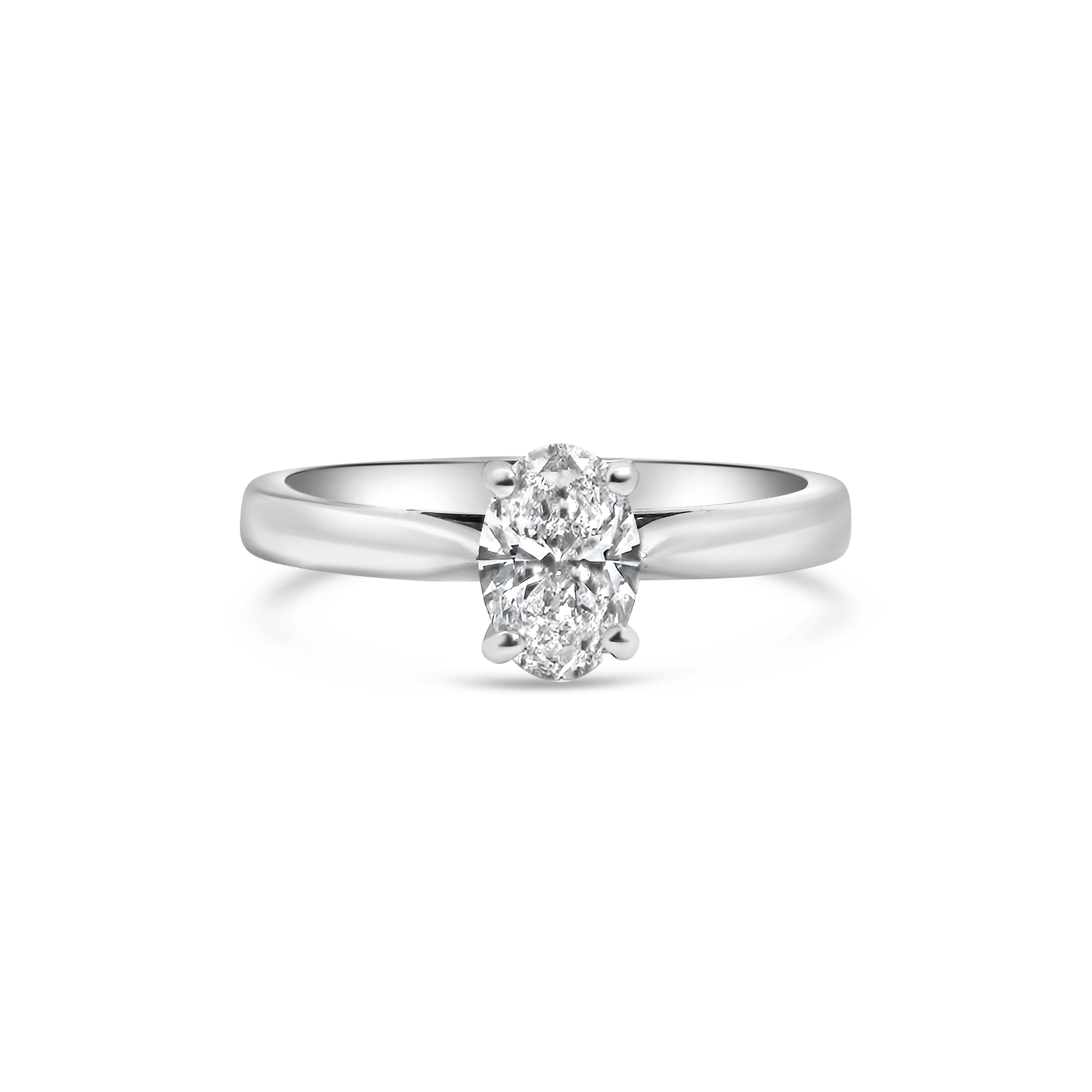 Oval Platinum Solitaire Diamond Engagement Ring