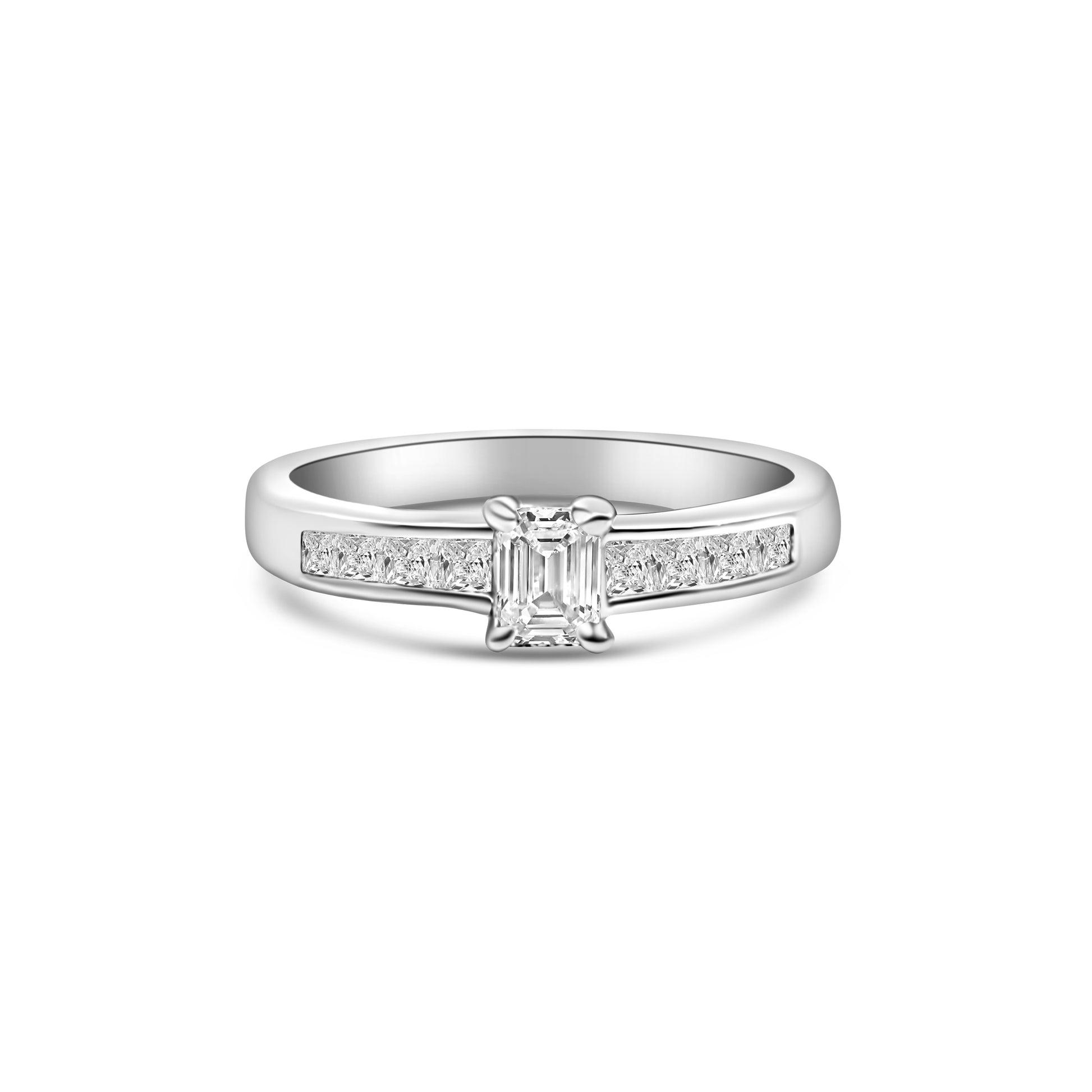 18kt Emerald Cut Diamond Solitaire Engagement Ring