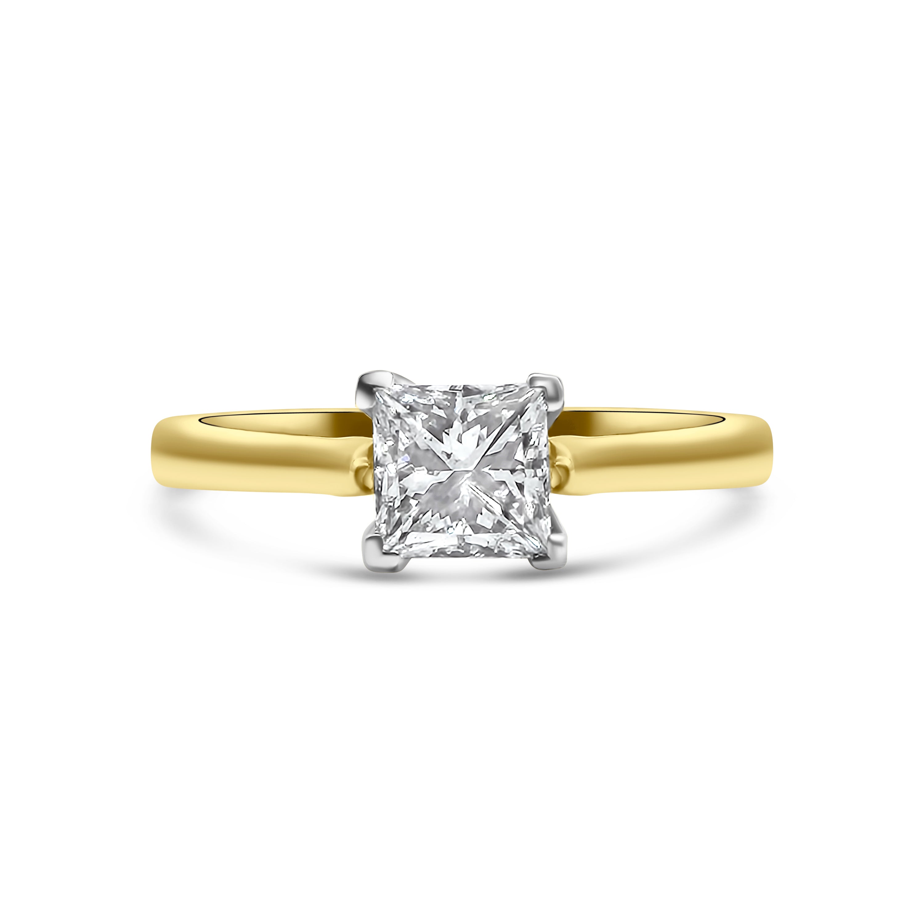 18kt Princess cut Solitaire Diamond Engagement Ring
