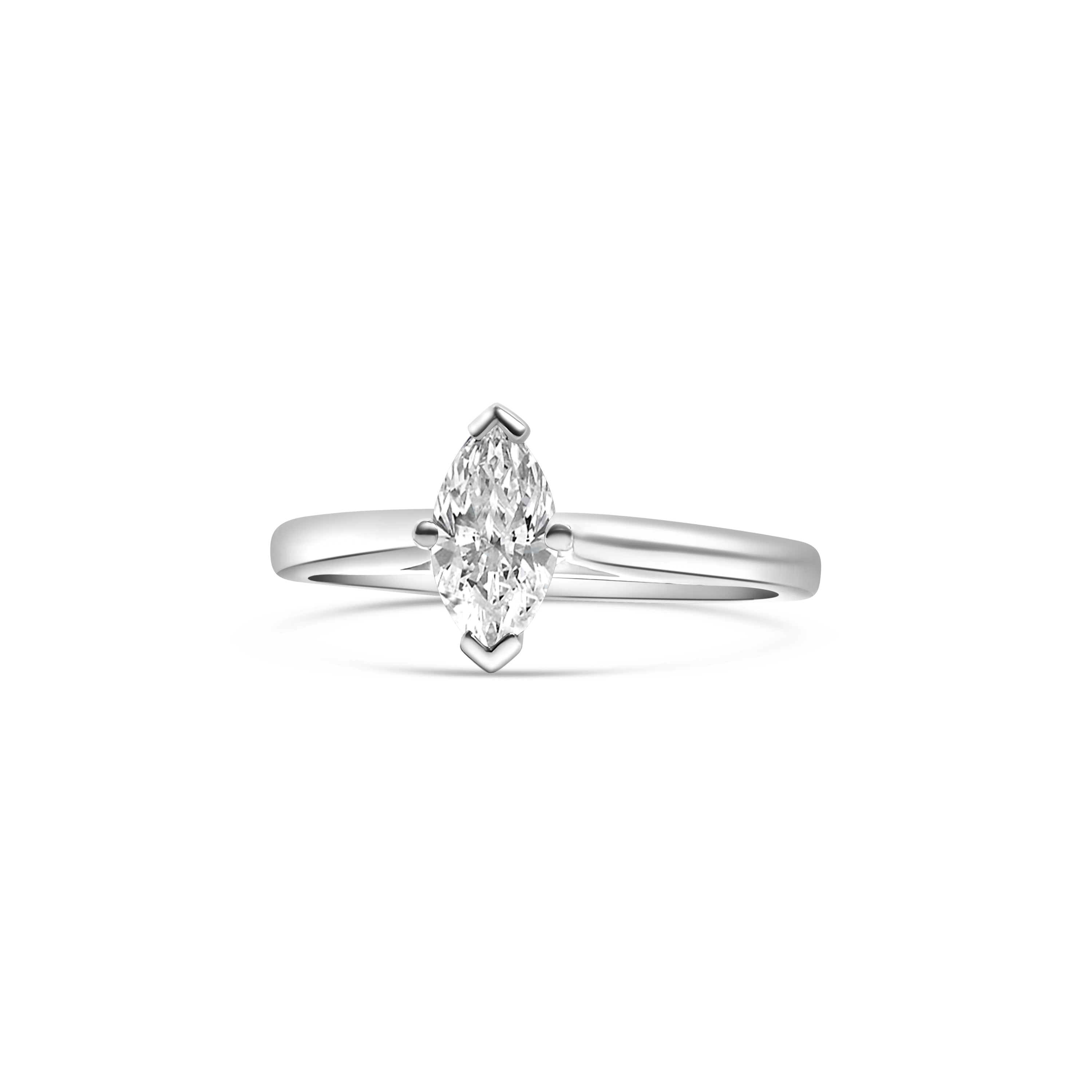Platinum Marquise Solitaire Diamond Engagement Ring
