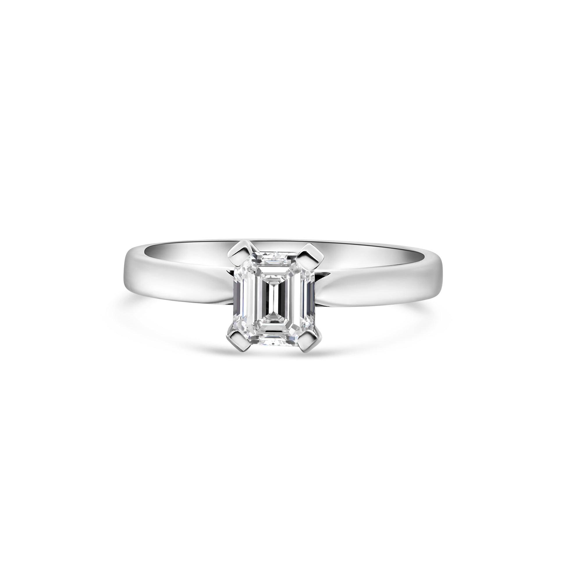 Platinum Emerald Cut Diamond Solitaire Engagement Ring