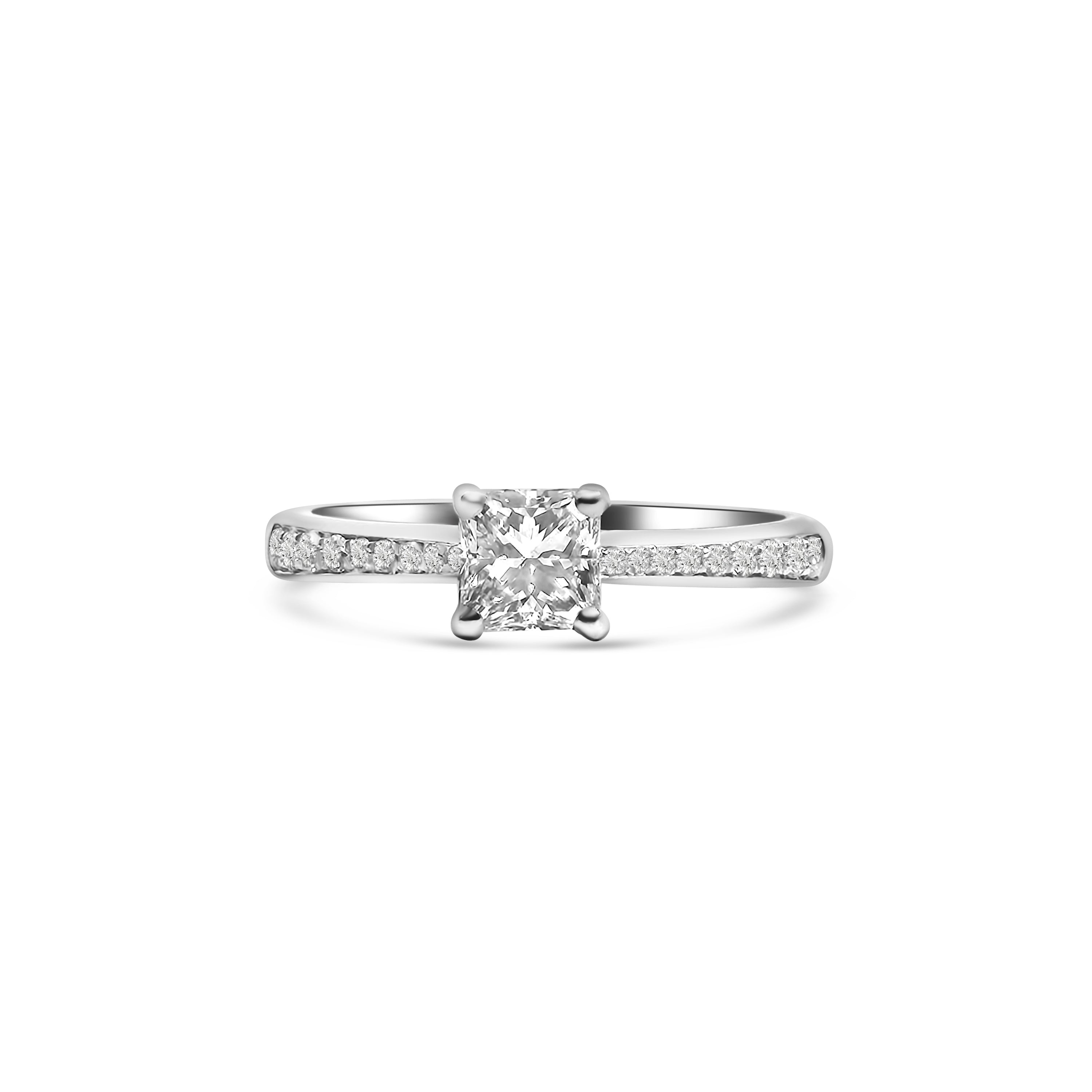Princess Cut Platinum Solitaire Diamond Engagement Ring
