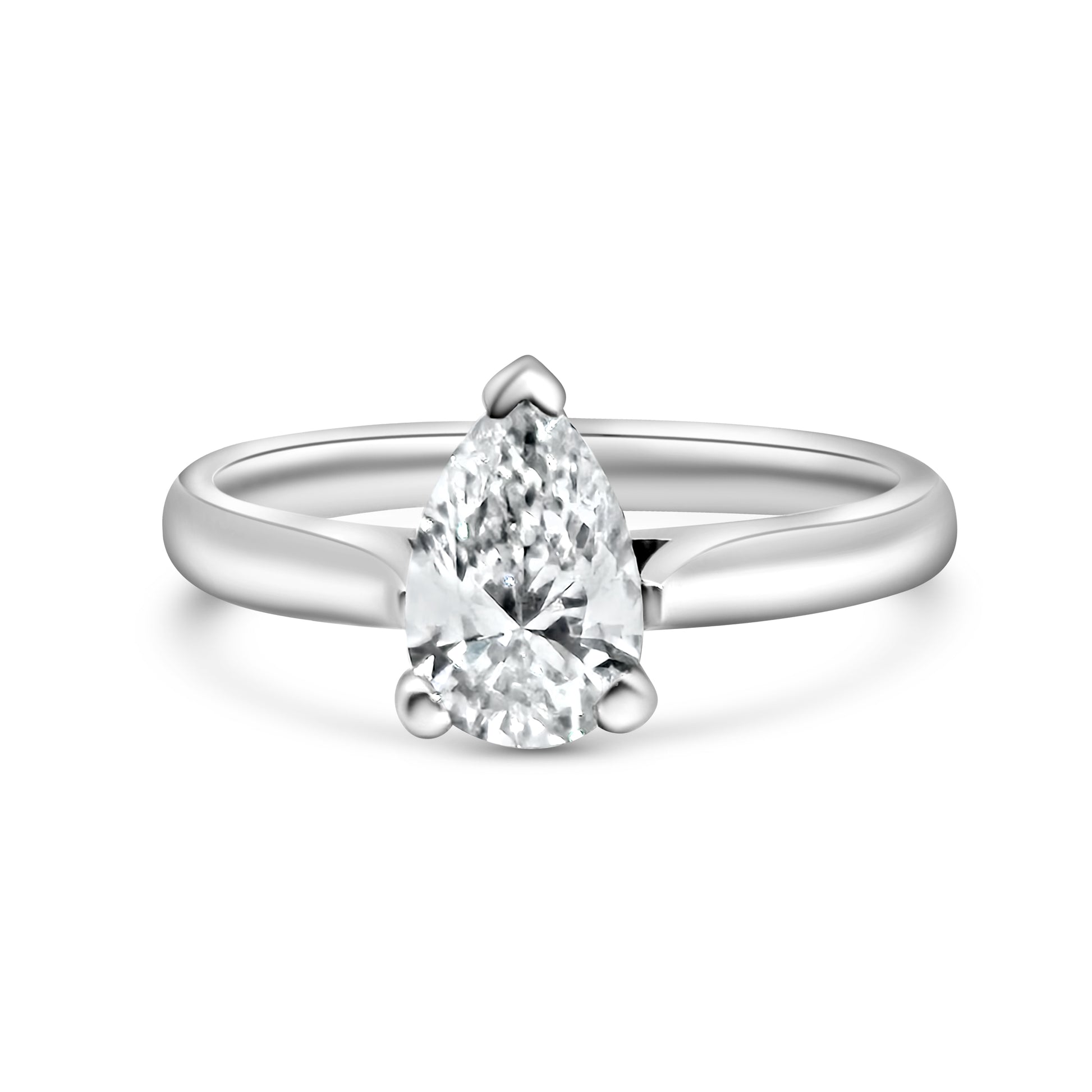 Pear Cut Platinum Solitaire Diamond Engagement Ring