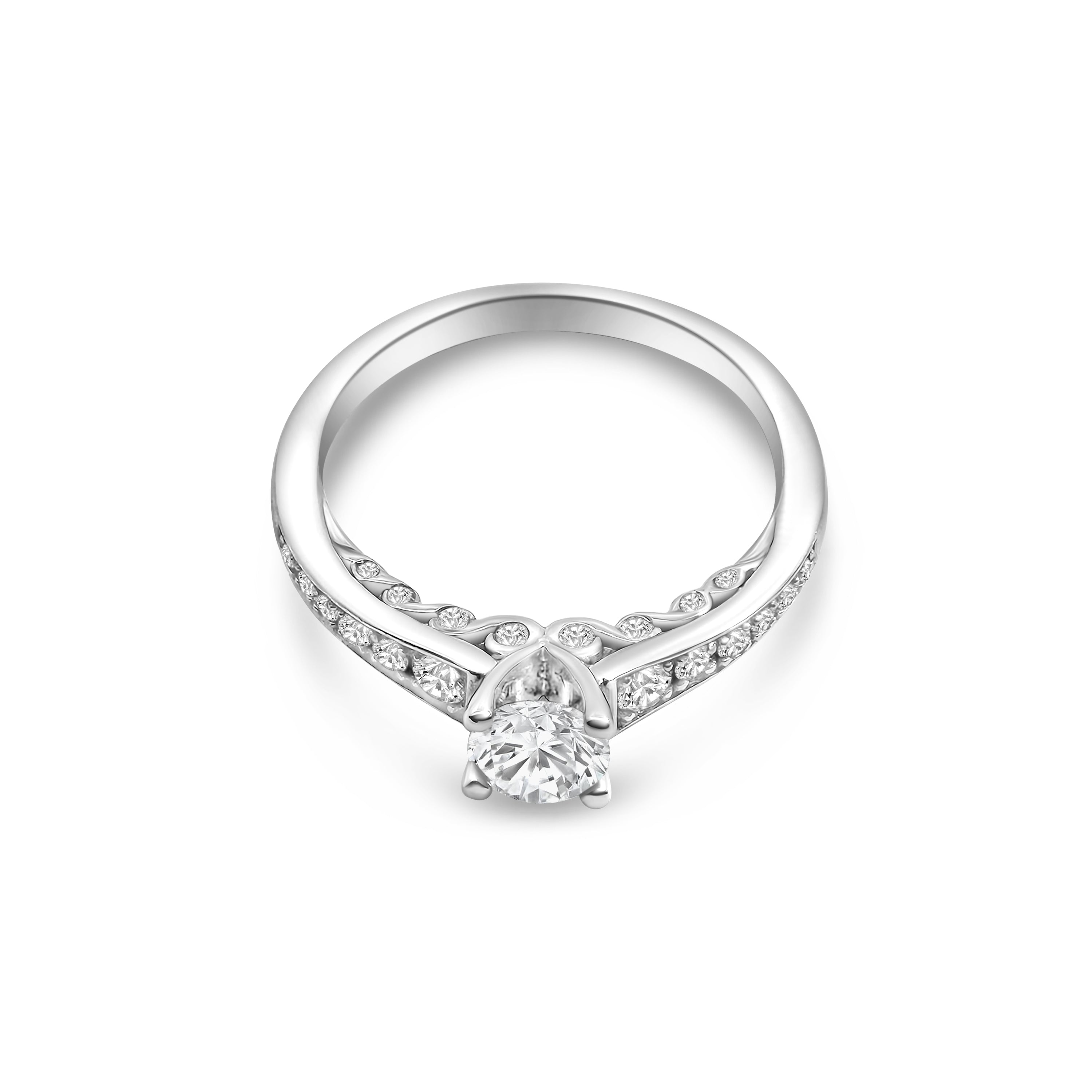 18kt Solitaire Diamond With Fancy Mount Engagement Ring
