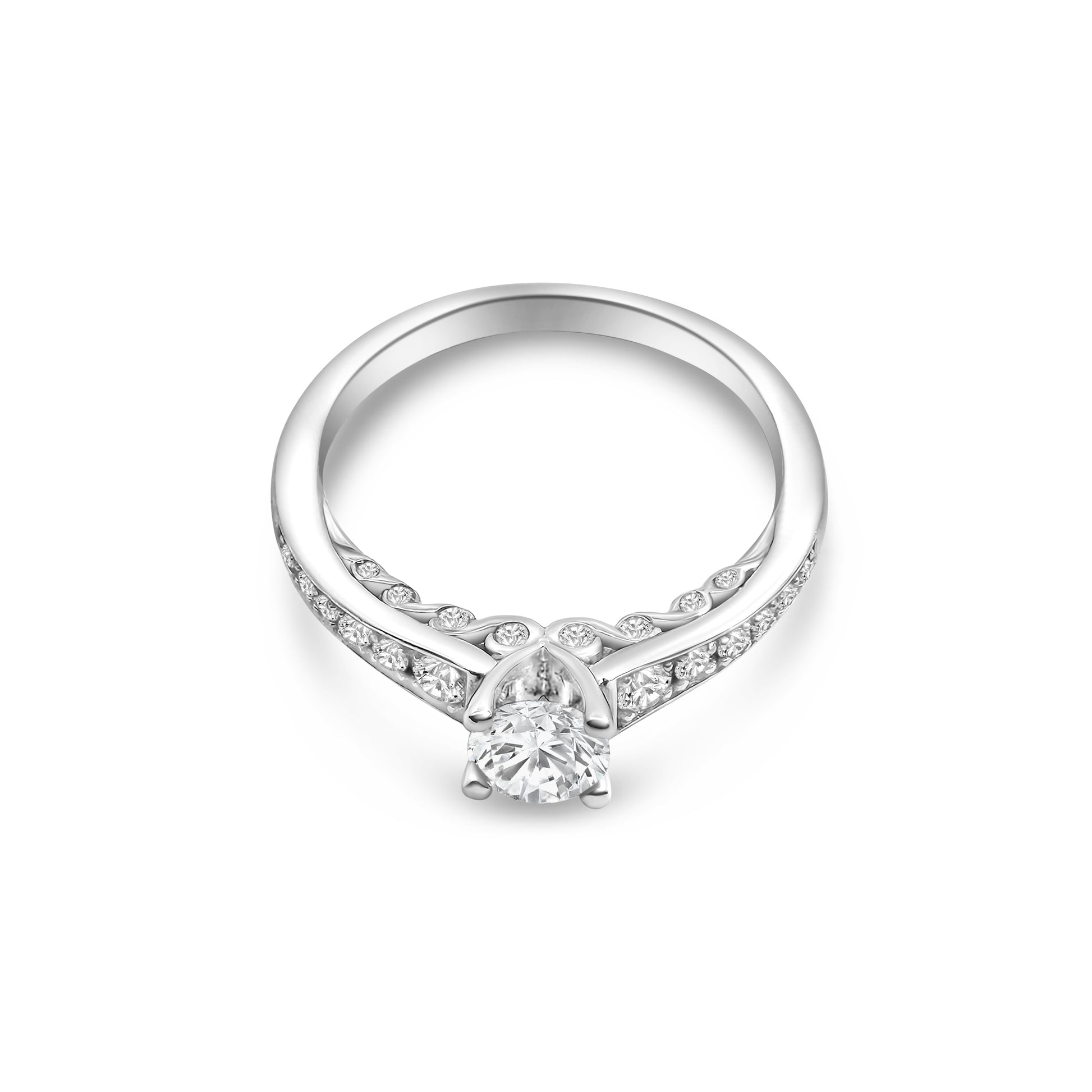 18kt Solitaire Diamond With Fancy Mount Engagement Ring