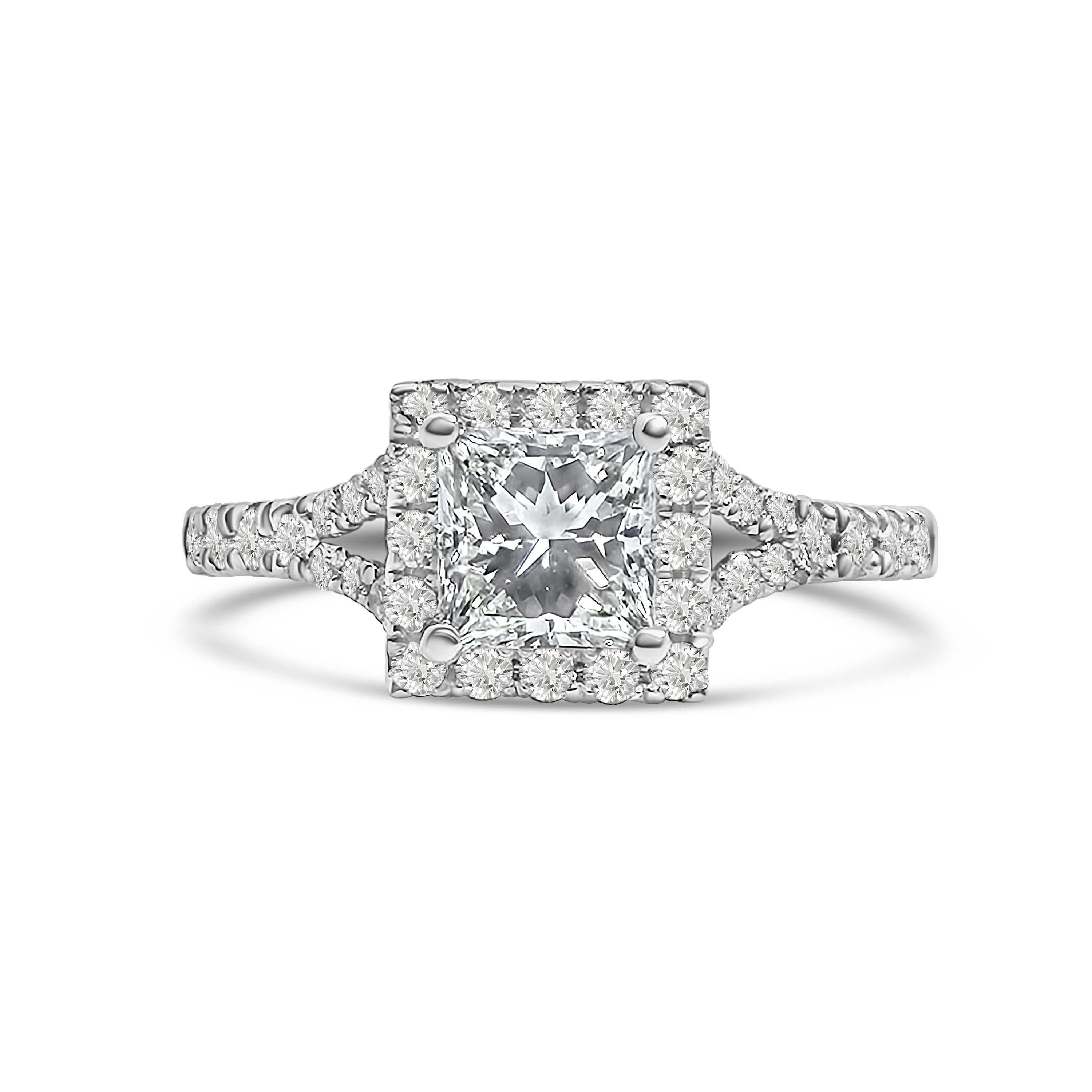 Platinum Princess and Brilliant Cut Diamond Engagement Ring