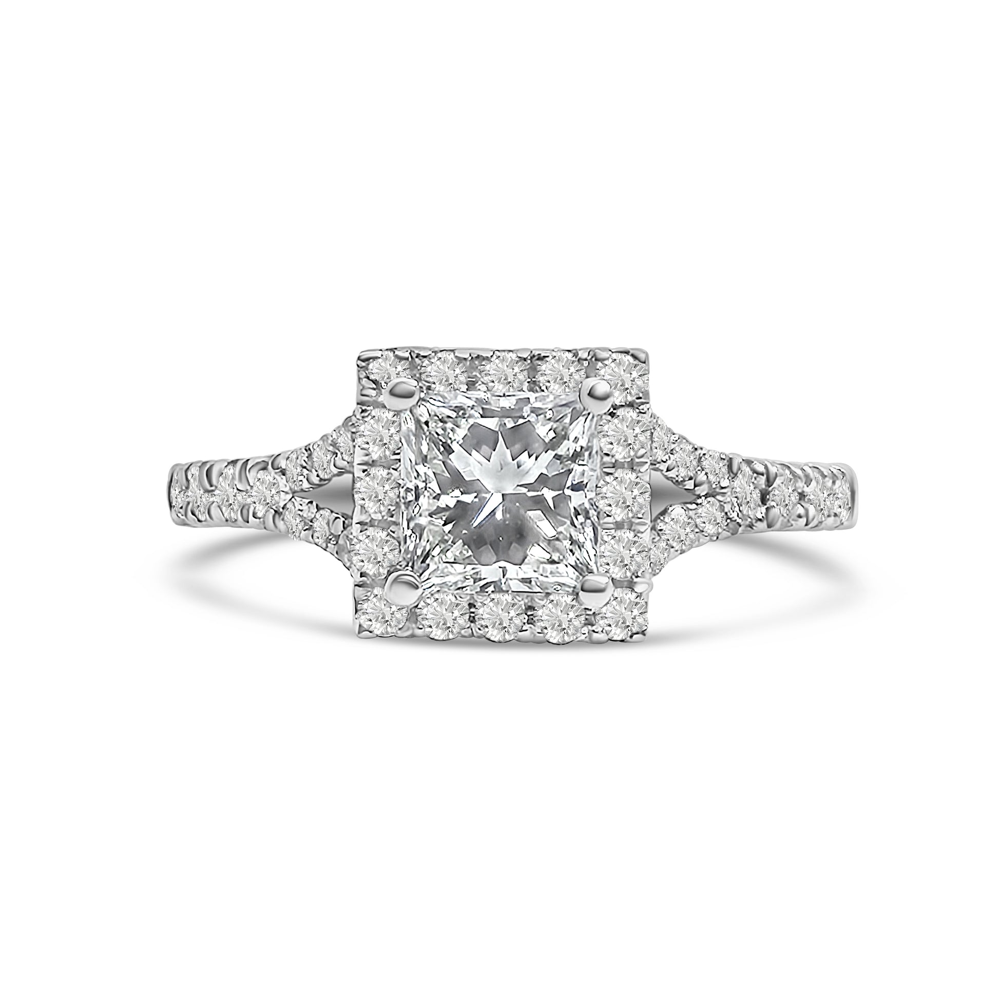 Platinum Princess and Brilliant Cut Diamond Engagement Ring