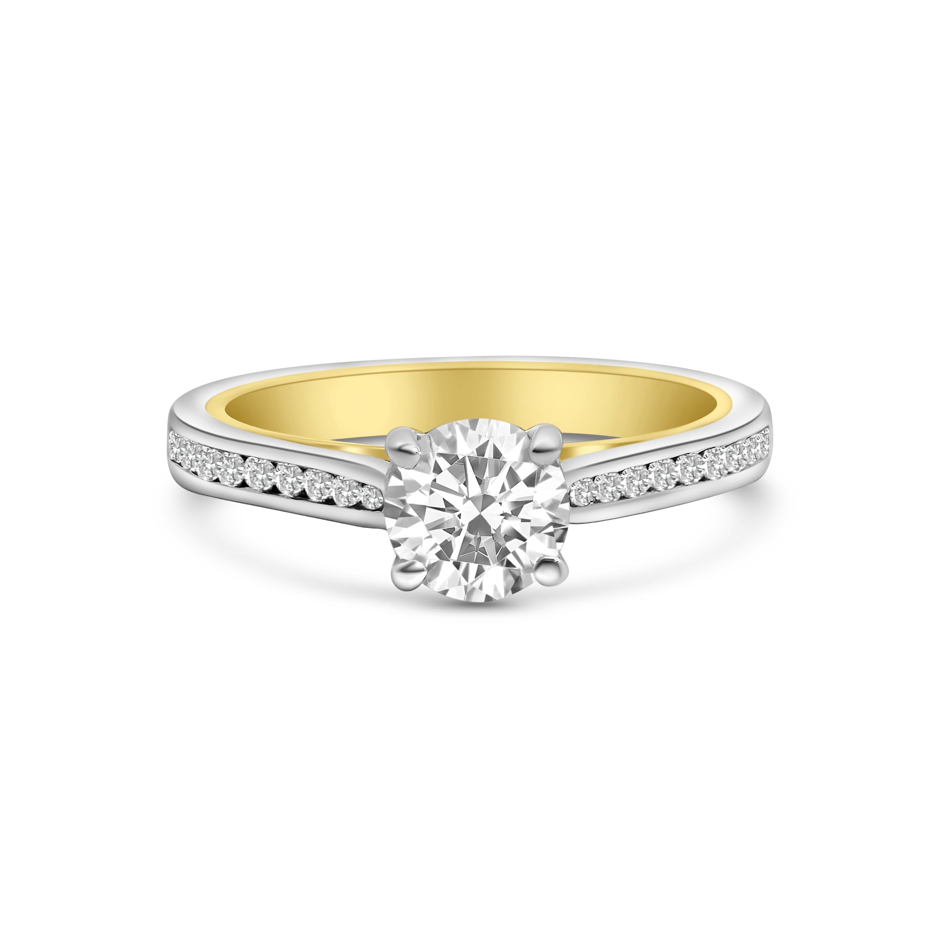 18kt Two Tone Solitaire Diamond Engagement Ring