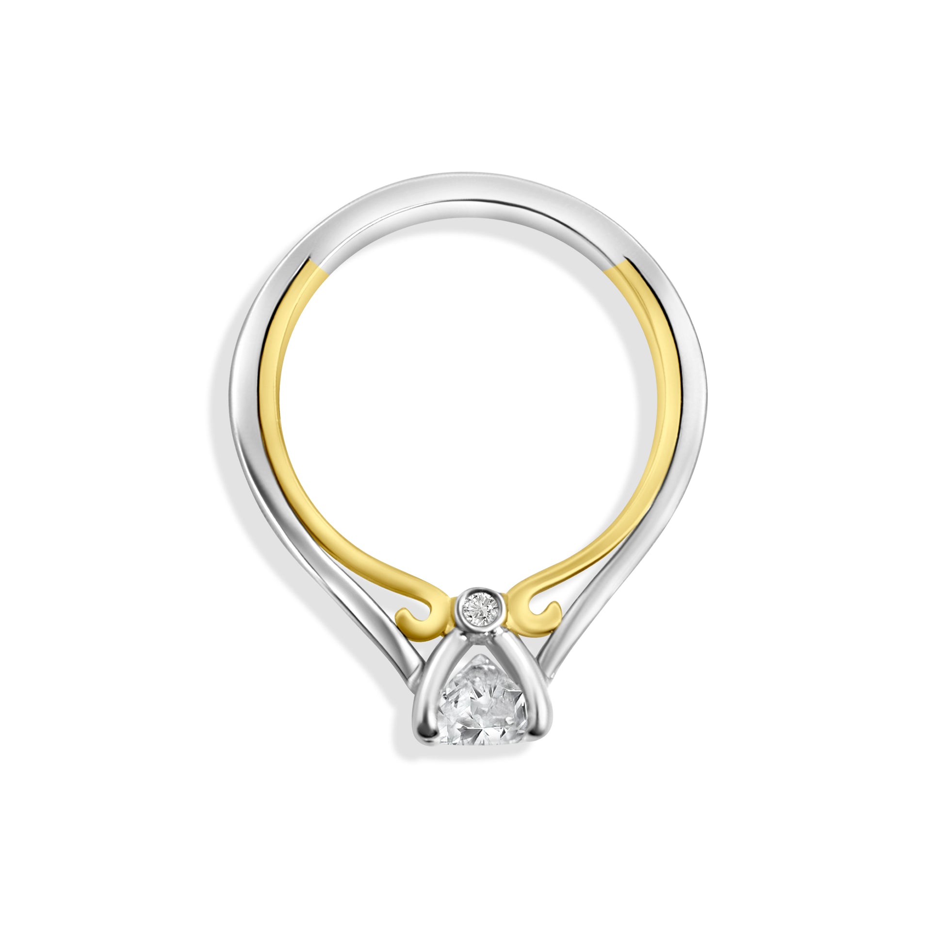 18kt Two Tone Solitaire Diamond Engagement Ring