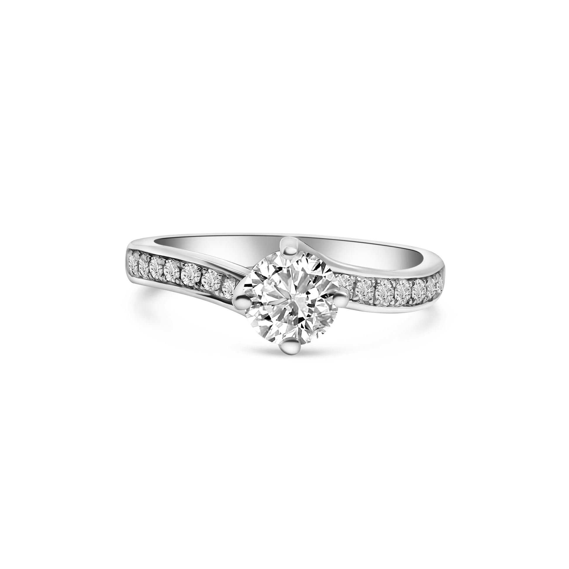 Platinum Solitaire Twist Diamond Engagement Ring