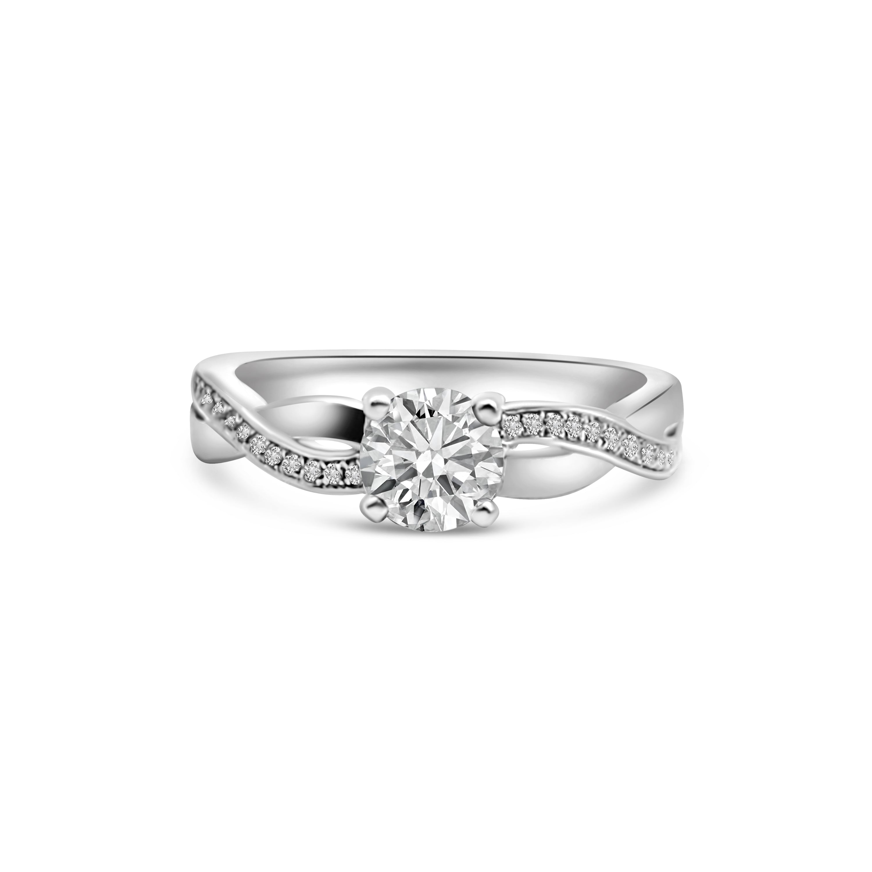 Platinum Diamond Twist Solitaire Engagement Ring