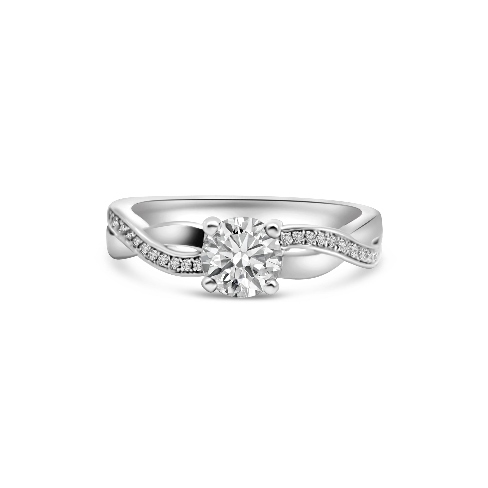 Platinum Diamond Twist Solitaire Engagement Ring