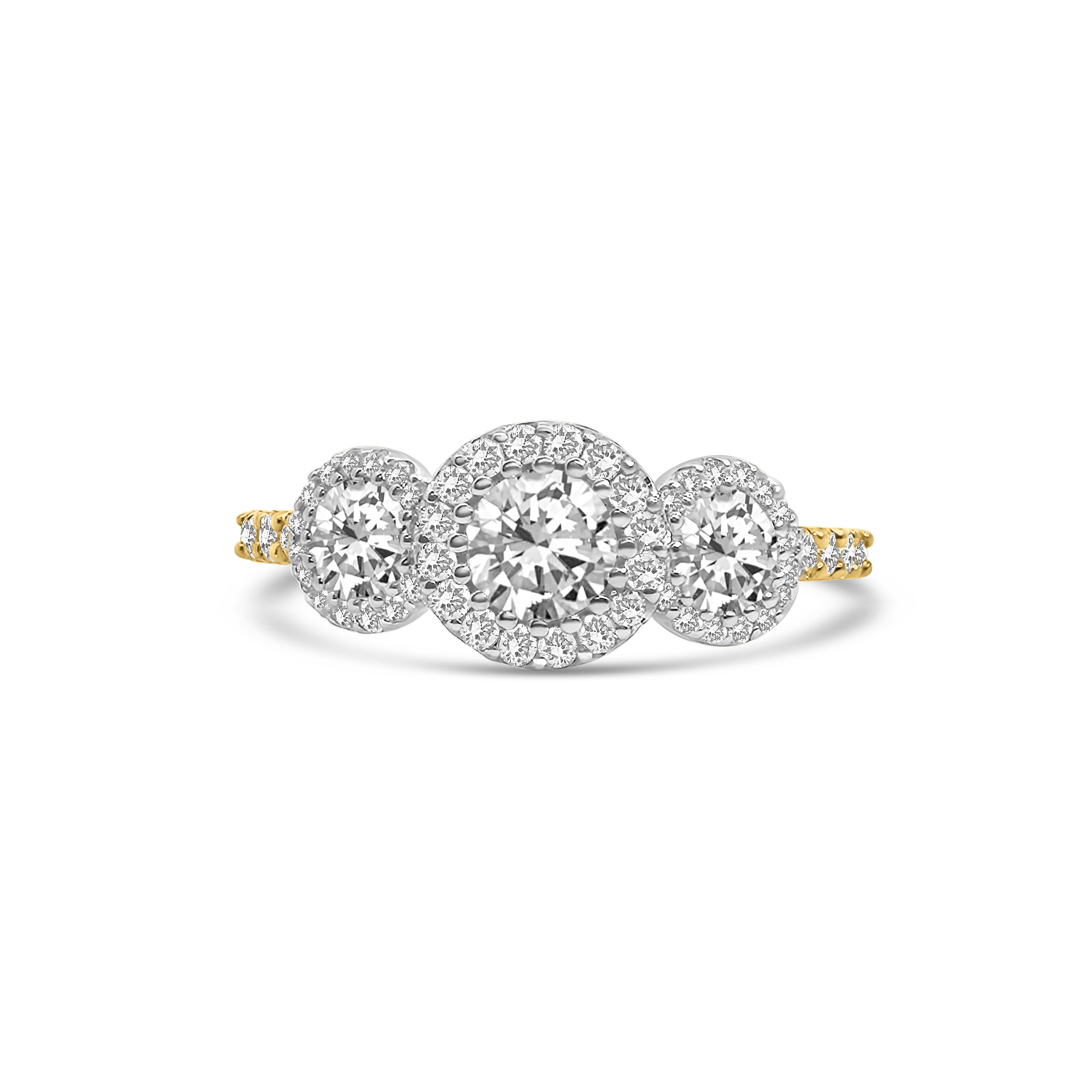 18kt Three stone Engagement Ring
