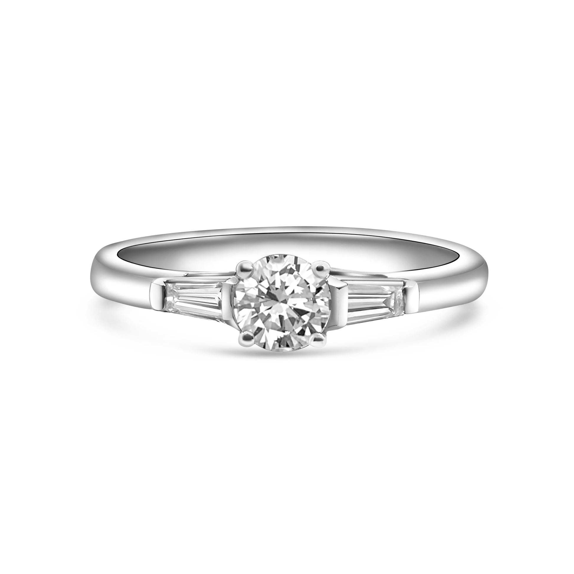 Platinum Brilliant and Baguette Cut Diamond Engagement Ring