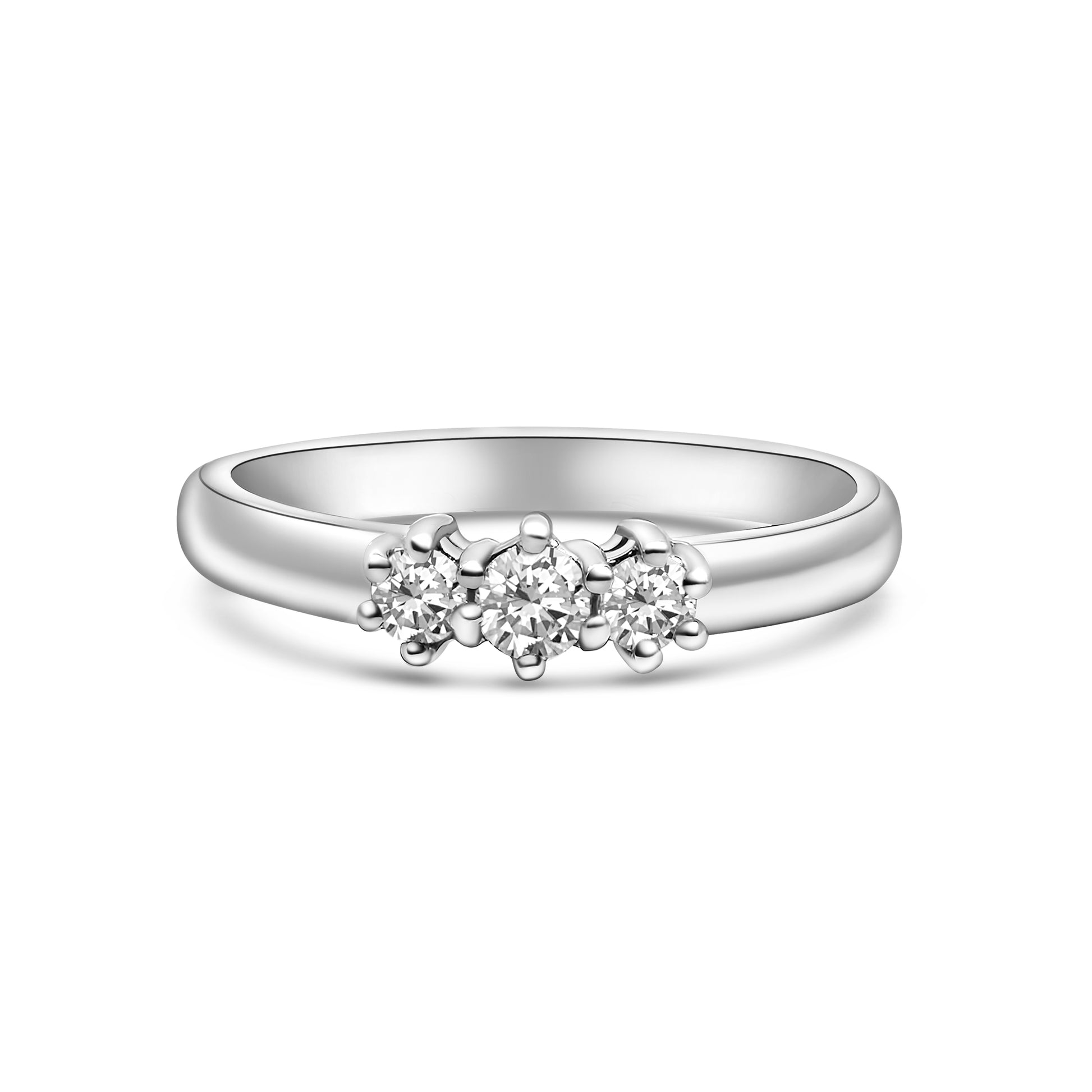 Platinum Brilliant Cut Diamond Three Stone Engagement Ring