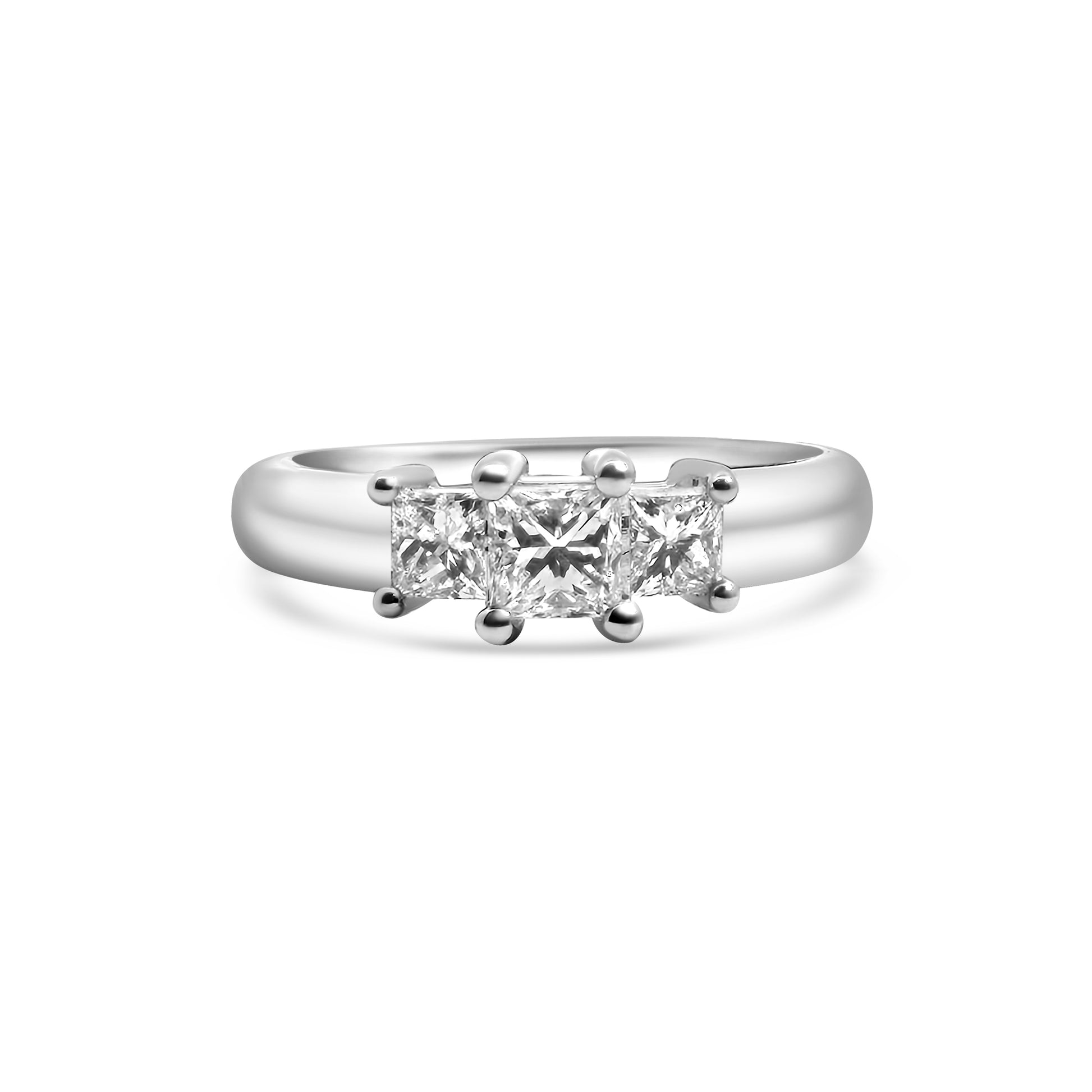 Princess Cut Three Stone Platinum Diamond Engagement Ring