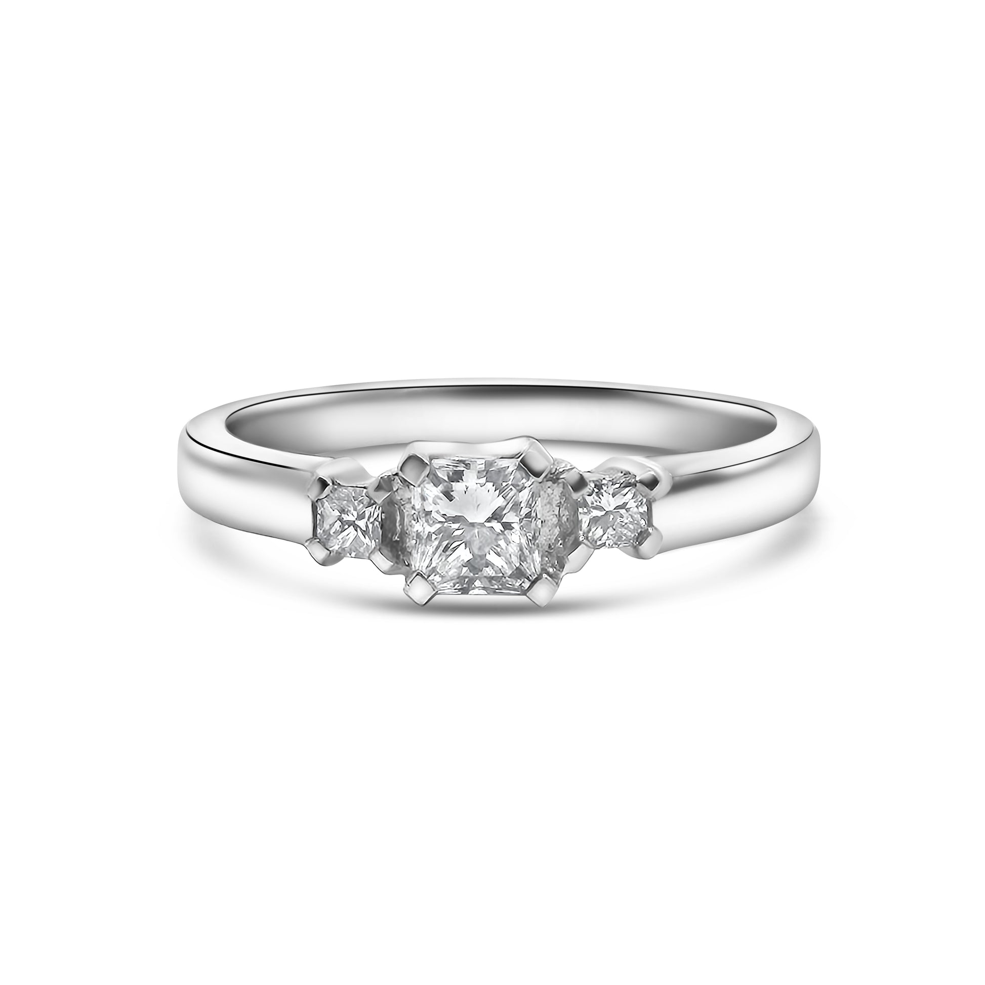 Platinum Princess Cut Three Stone Diamond Engagement Ring