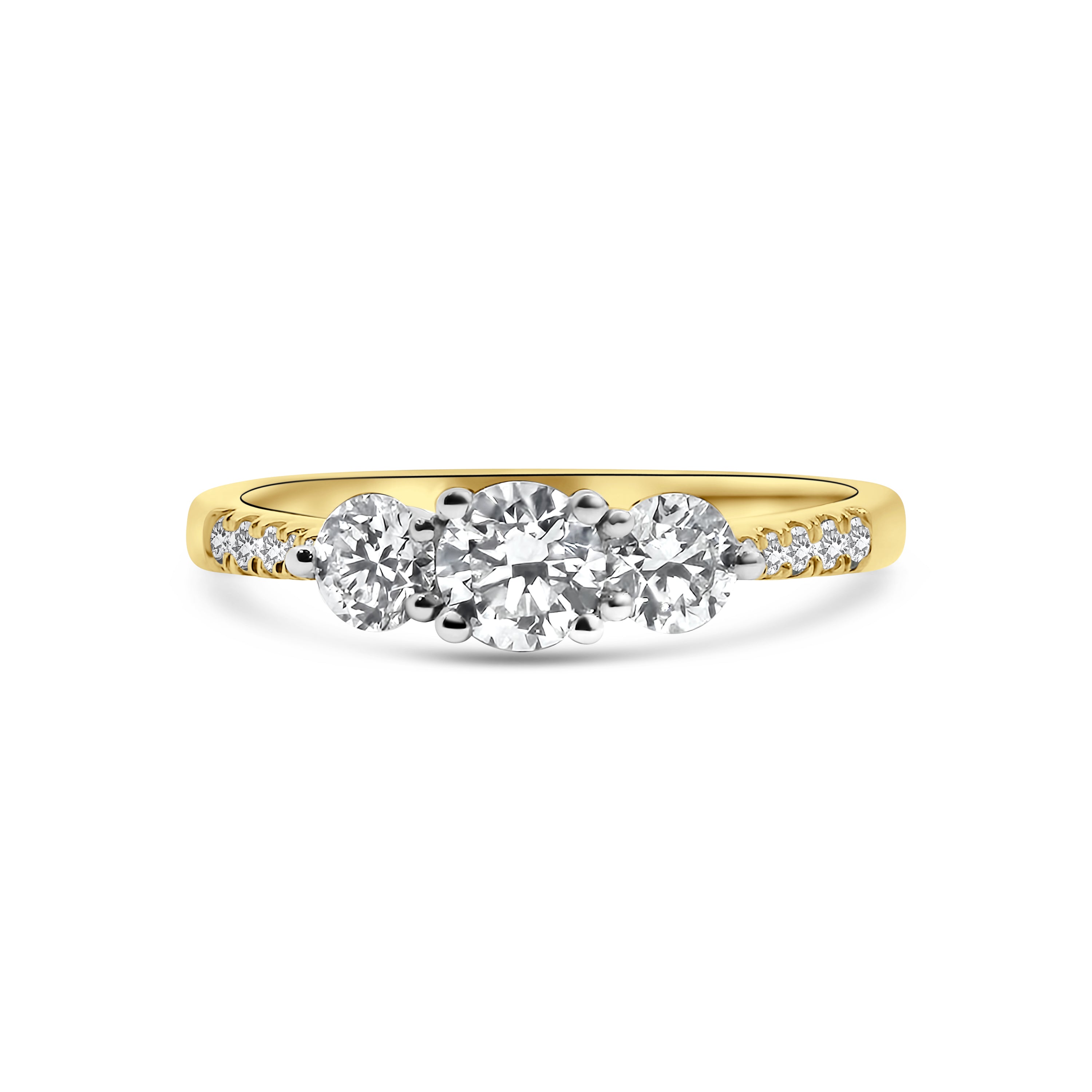 18kt Brilliant Cut Three Stone Diamond Engagement Ring