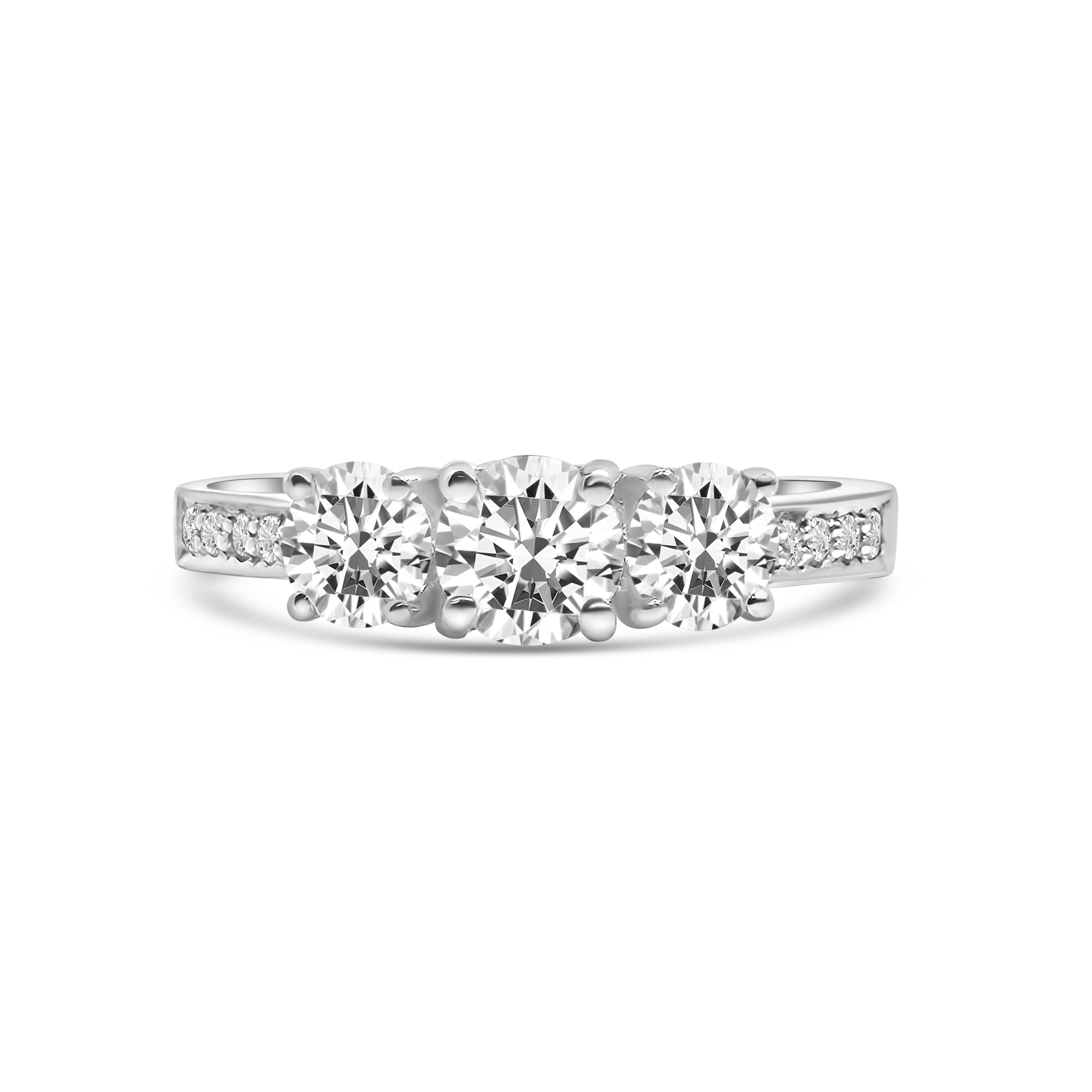 Platinum Brilliant Cut Three Stone Diamond Engagement Ring