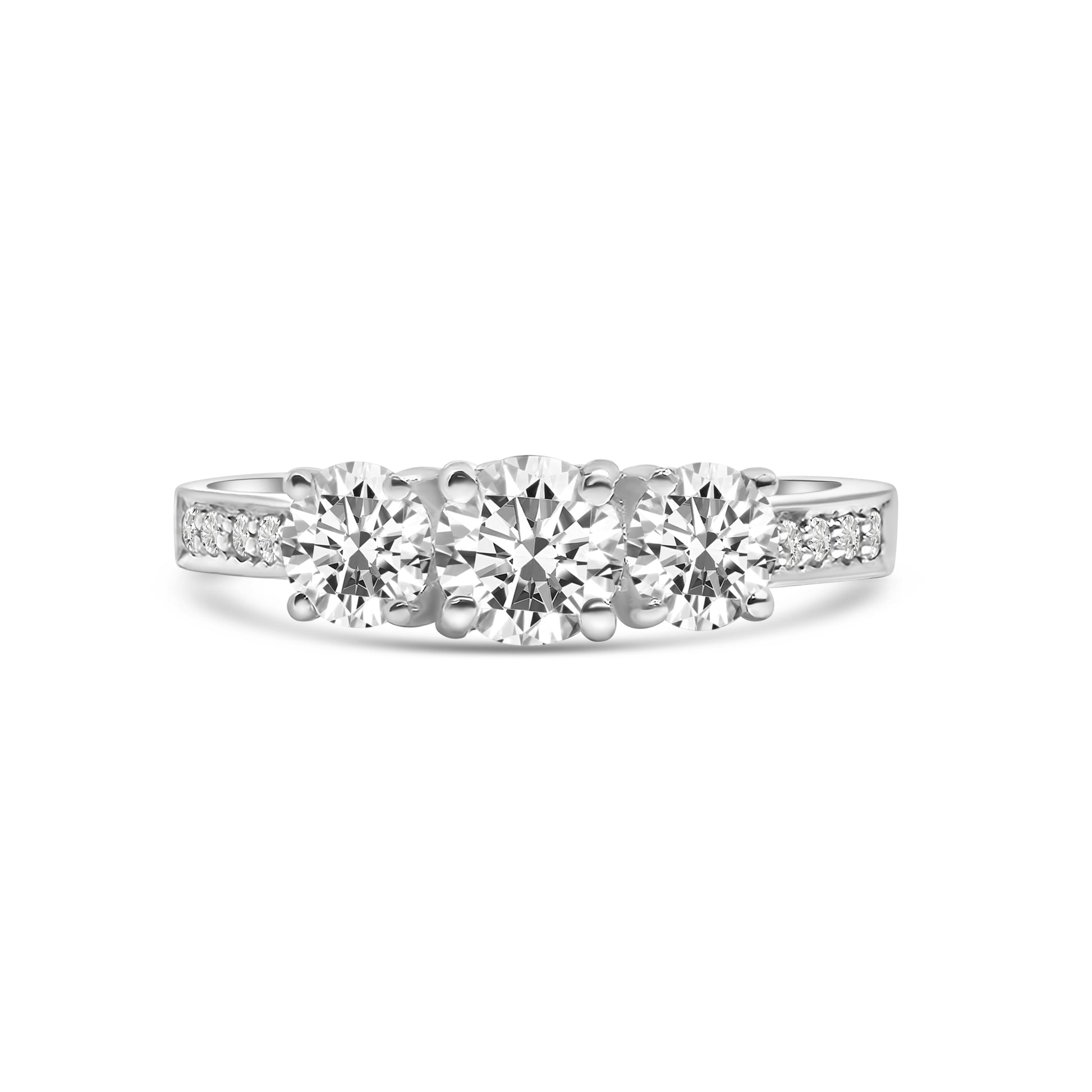 Platinum Brilliant Cut Three Stone Diamond Engagement Ring