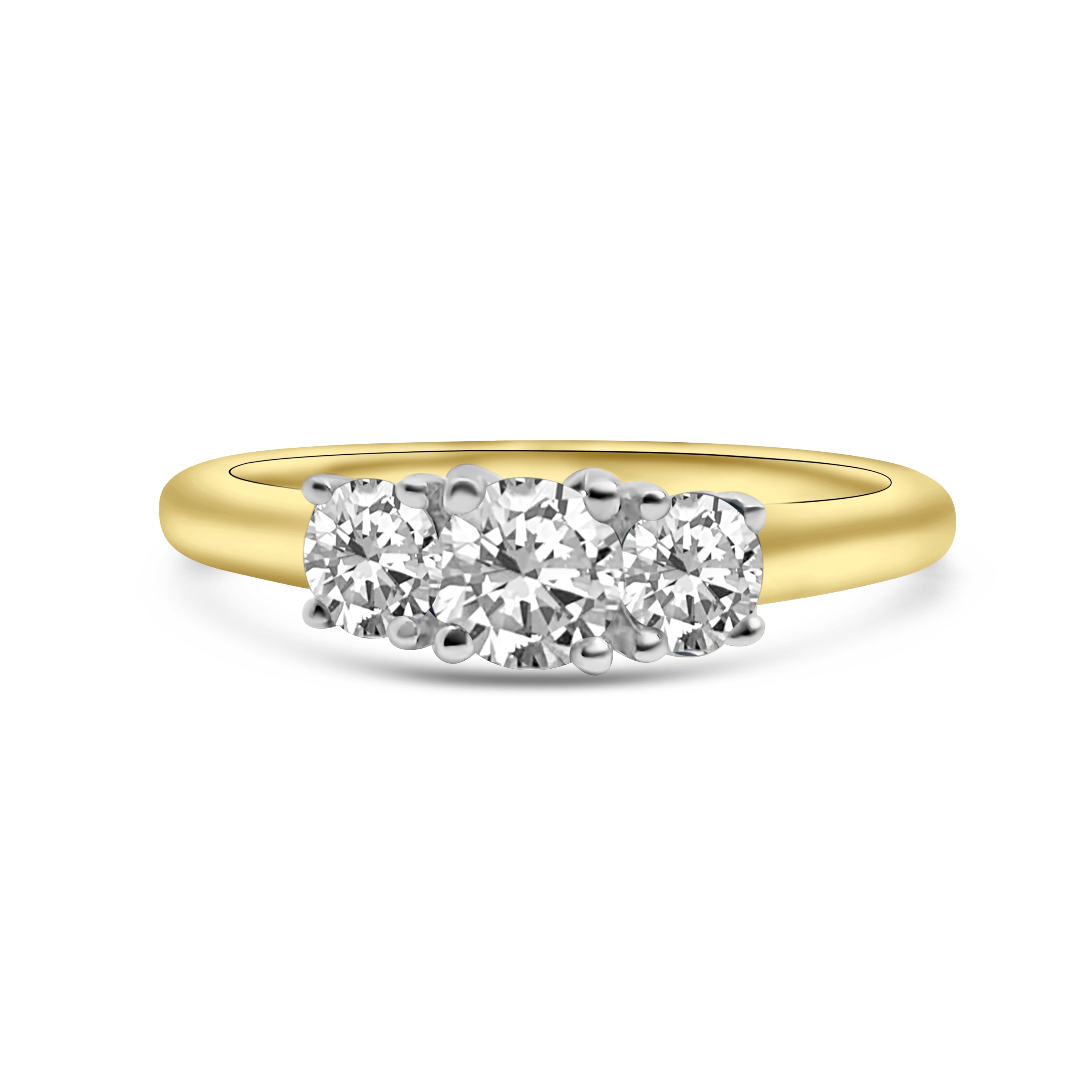 18kt Brilliant Cut Three Stone Diamond Engagement Ring
