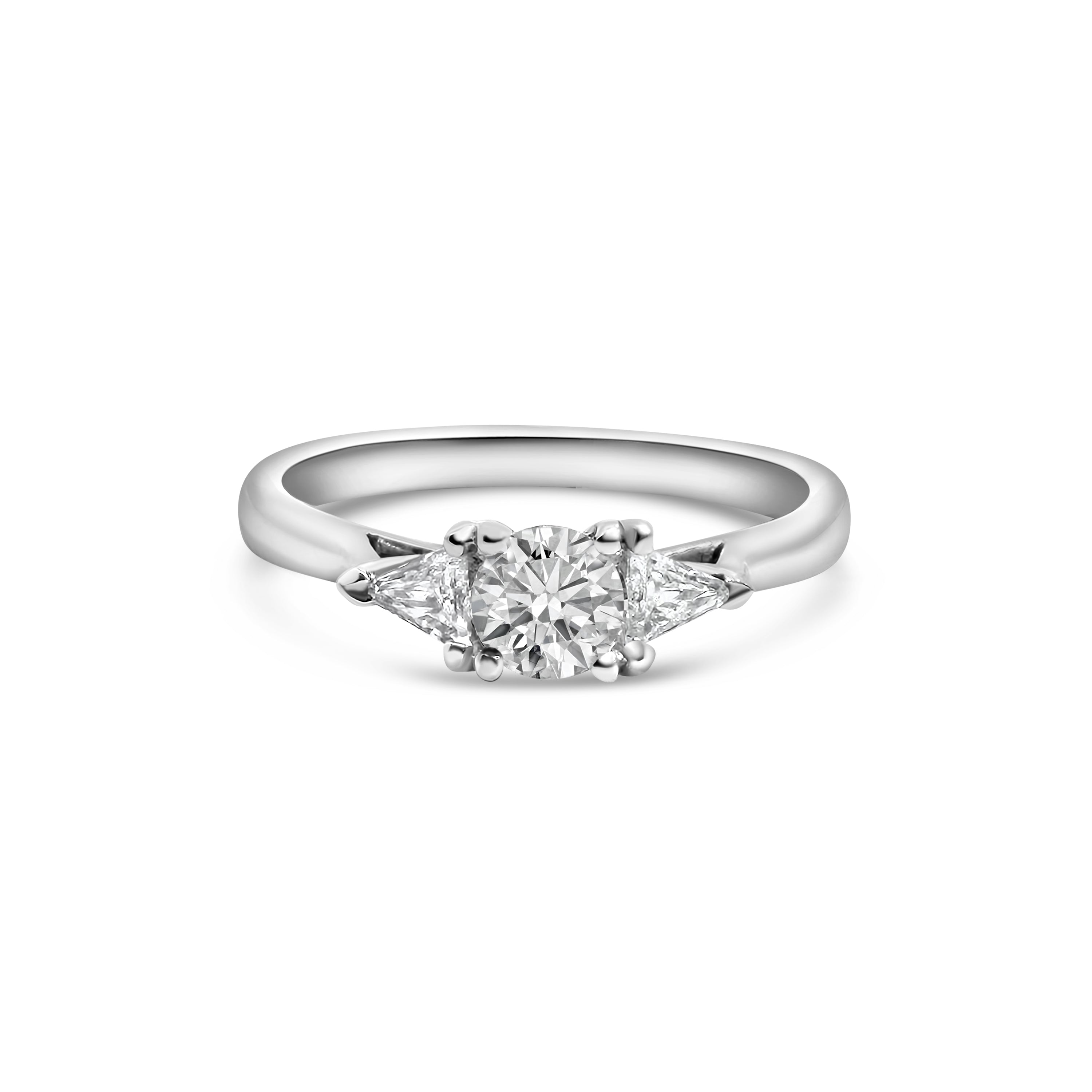 18kt Brilliant and Trilliants Cut Three Stone Diamond Engagement Ring