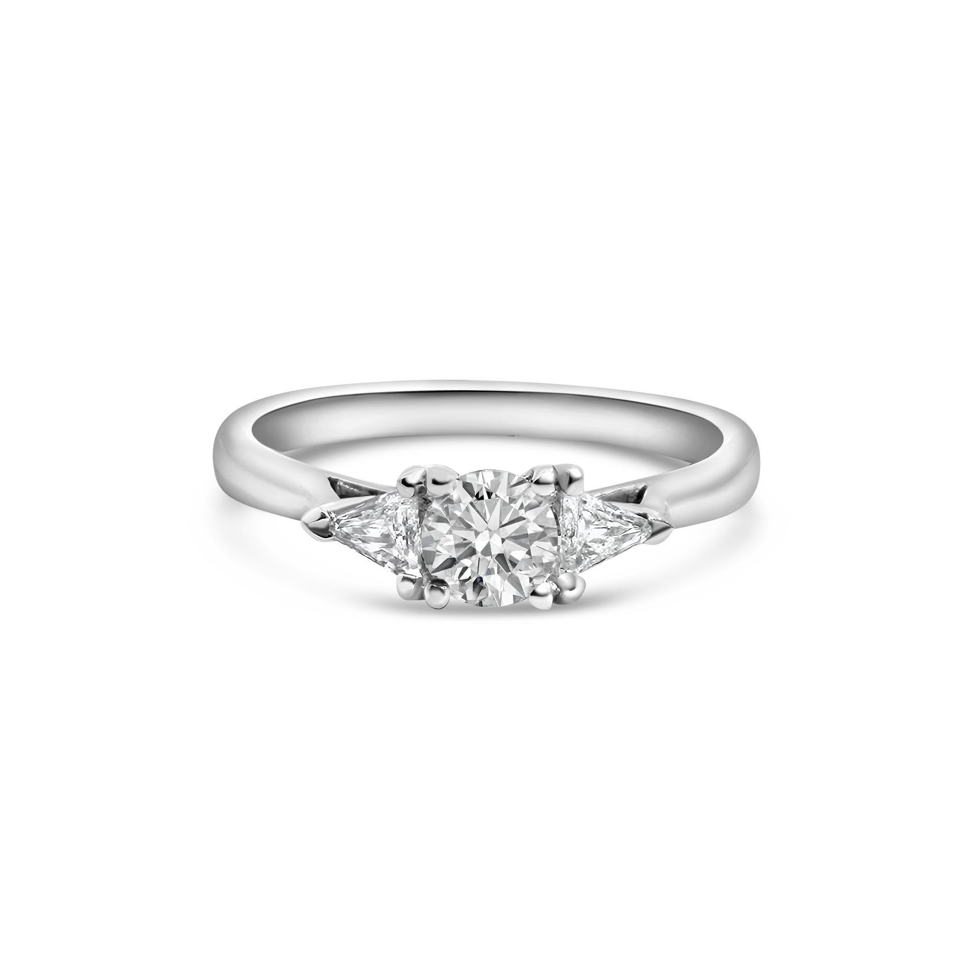 18kt Brilliant and Trilliants Cut Three Stone Diamond Engagement Ring