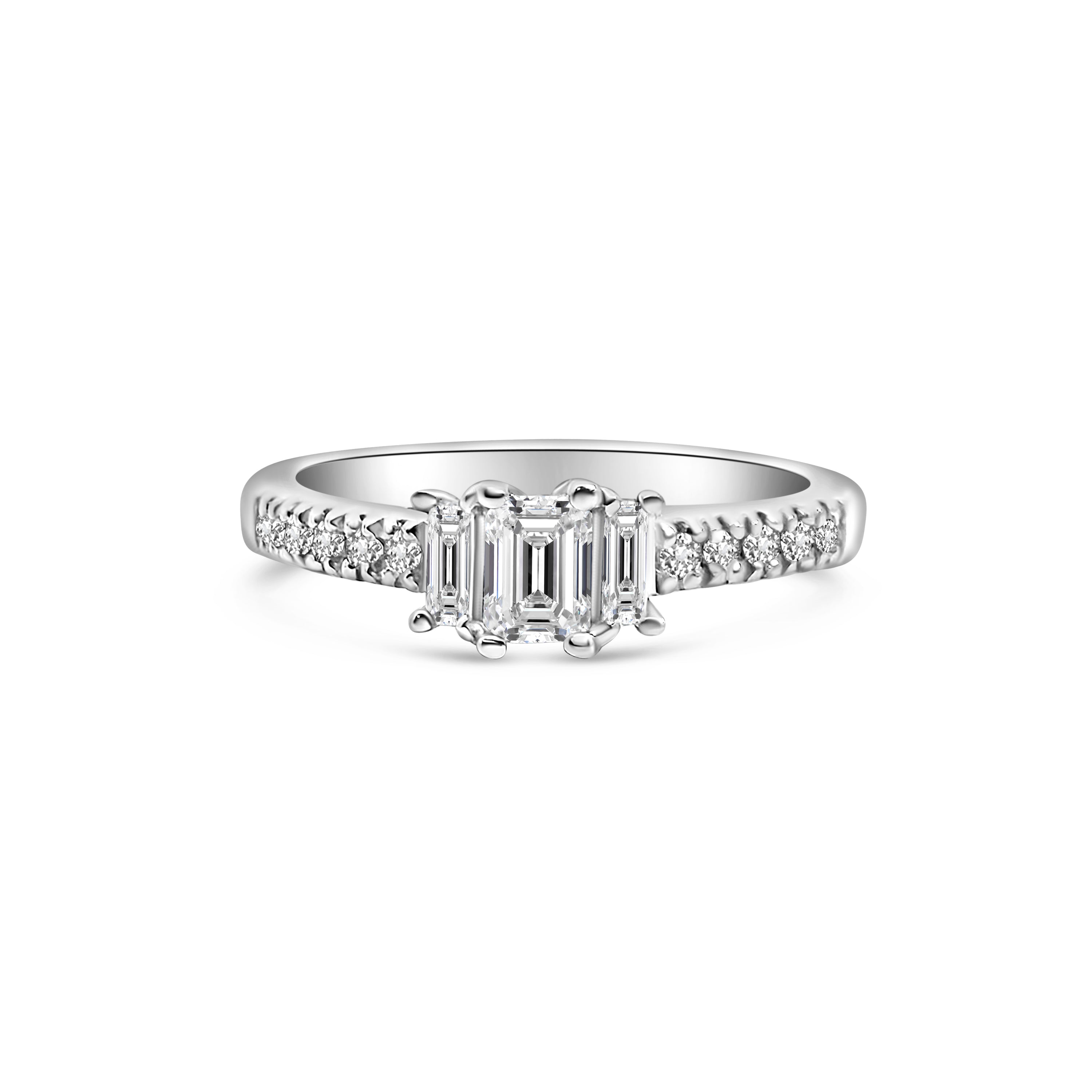 18kt Emerald and Brilliant Cut Diamond Halo Engagement Ring