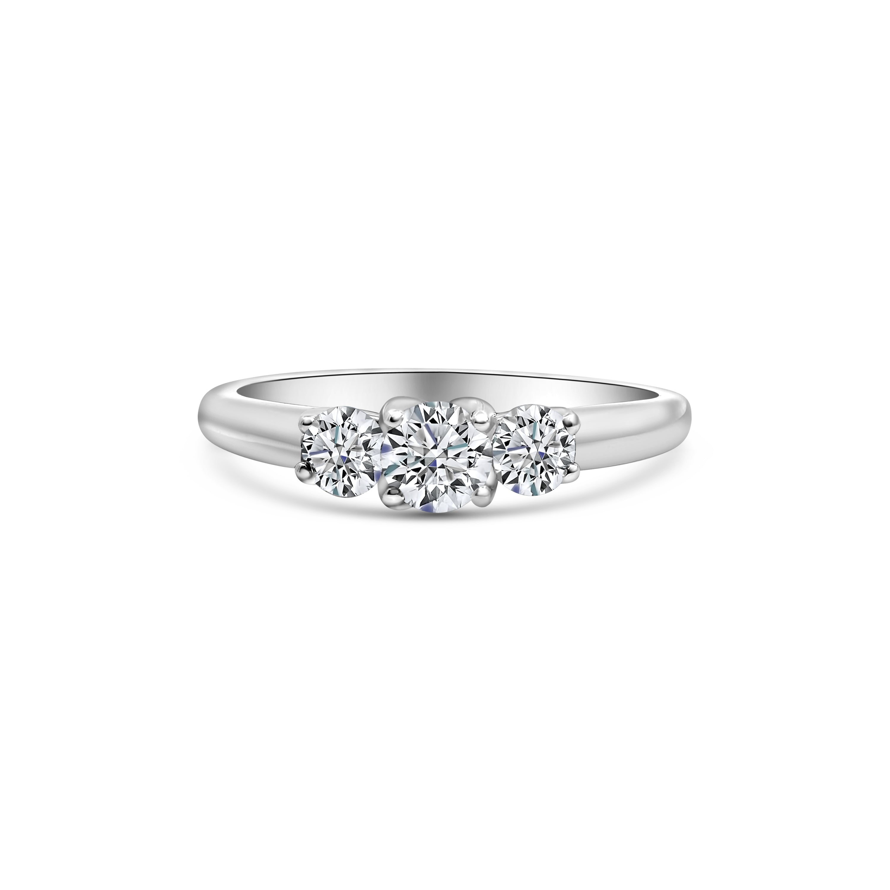 Platinum Brilliant Cut Three Stone Diamond Engagement Ring