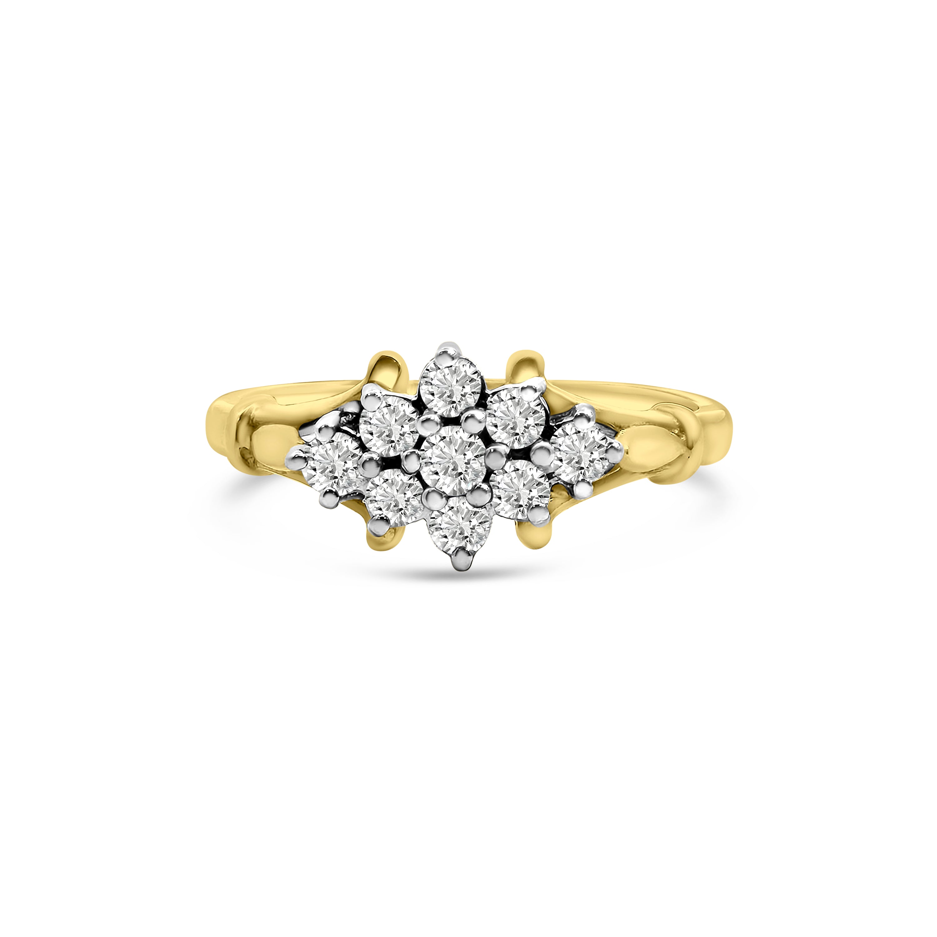 18kt Nine Stone Diamond Engagement Ring