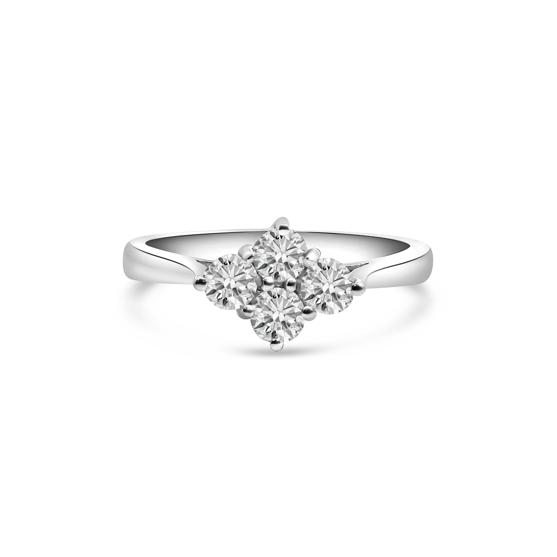 Platinum Four Stone Cluster Diamond Engagement Ring