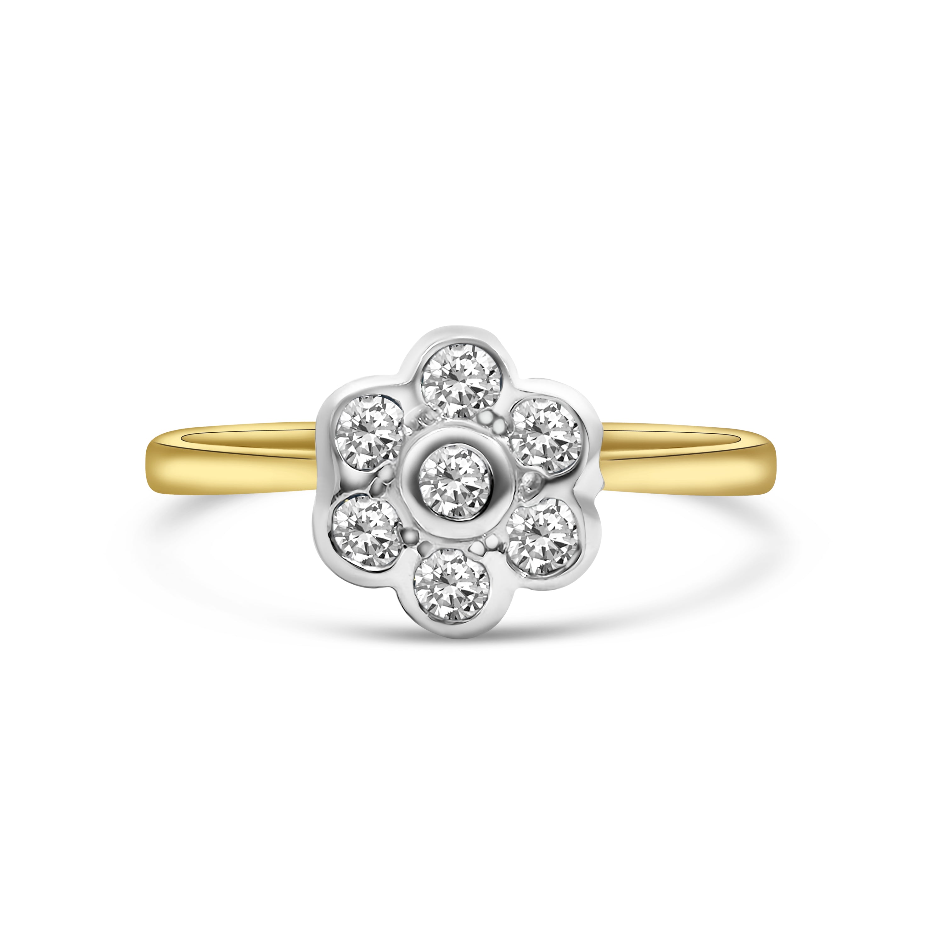 18kt Flower Cluster Diamond Engagement Ring