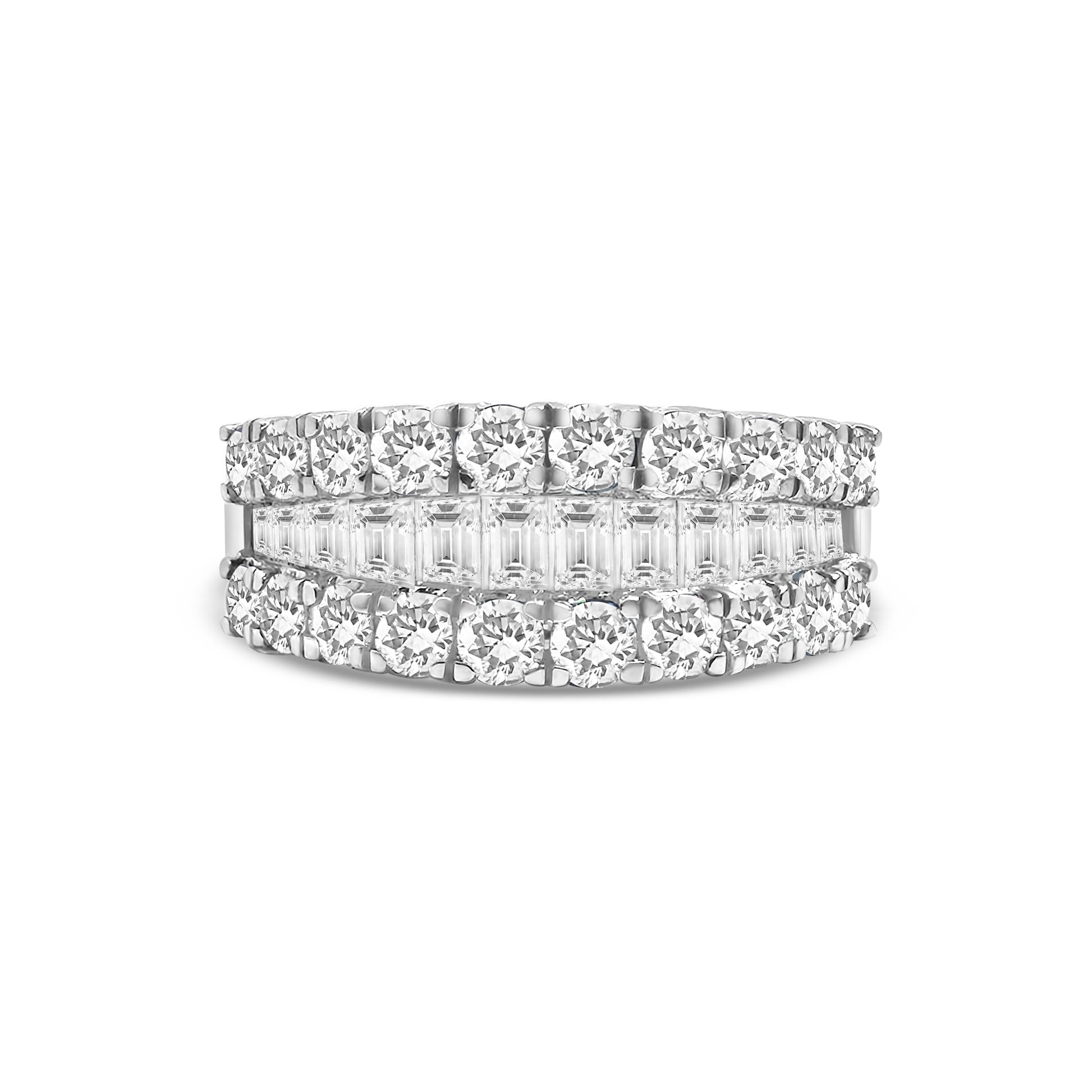 Platinum Brilliant and Baguette Diamond Dress Ring