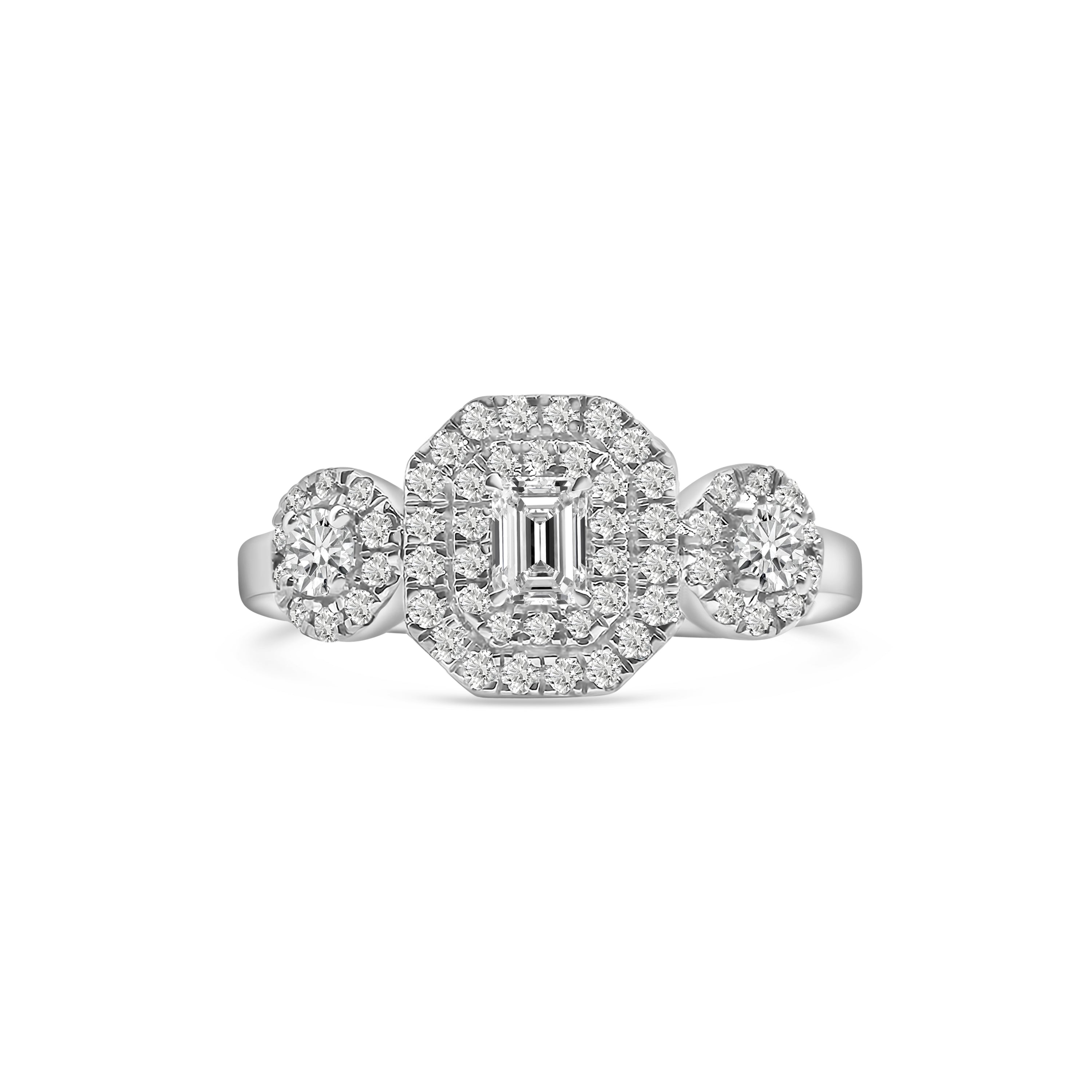 18kt Emerald Vintage Cluster Diamond Engagement Ring