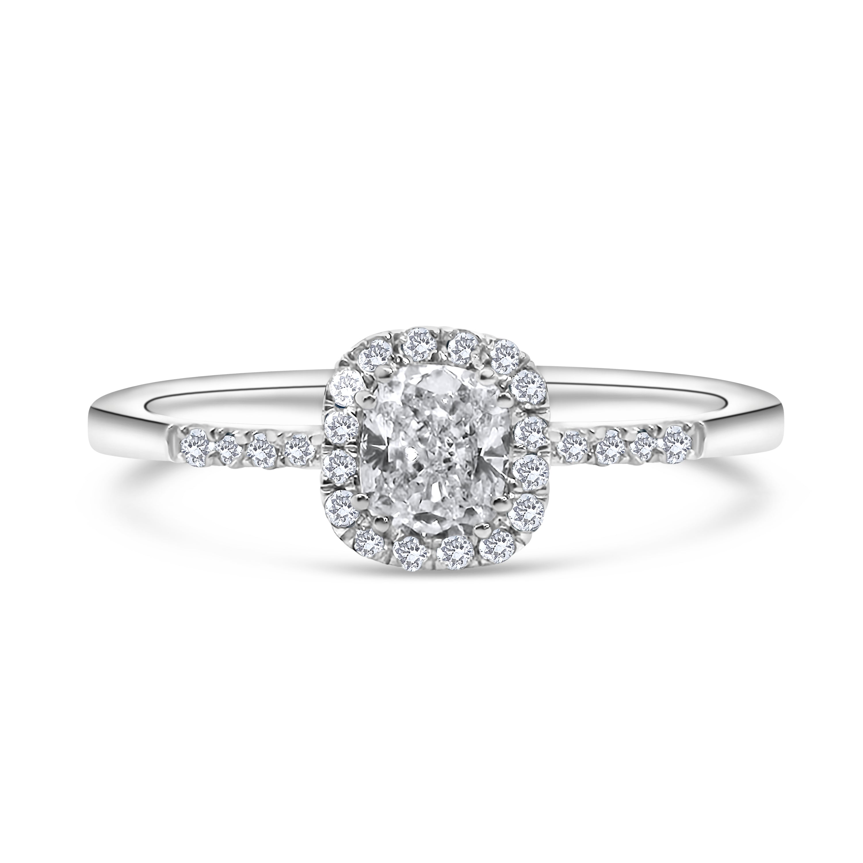 18kt Diamond Solitaire Cluster Engagement Ring