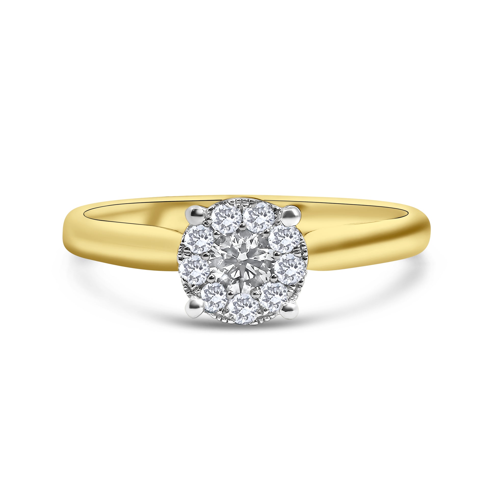 18kt Brilliant Cut Cluster Diamond Engagement Ring