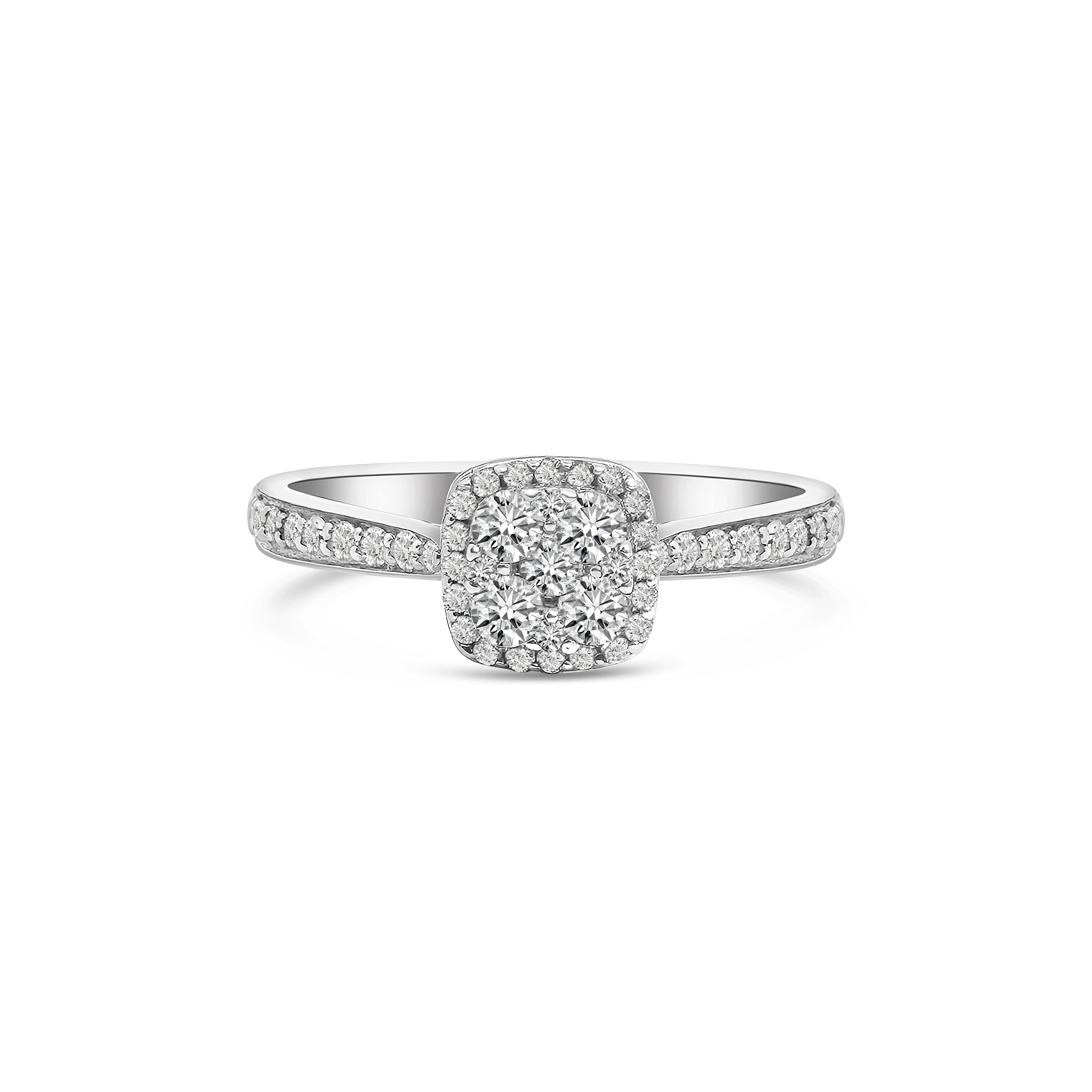 9kt Diamond Solitaire Cluster Engagement Ring
