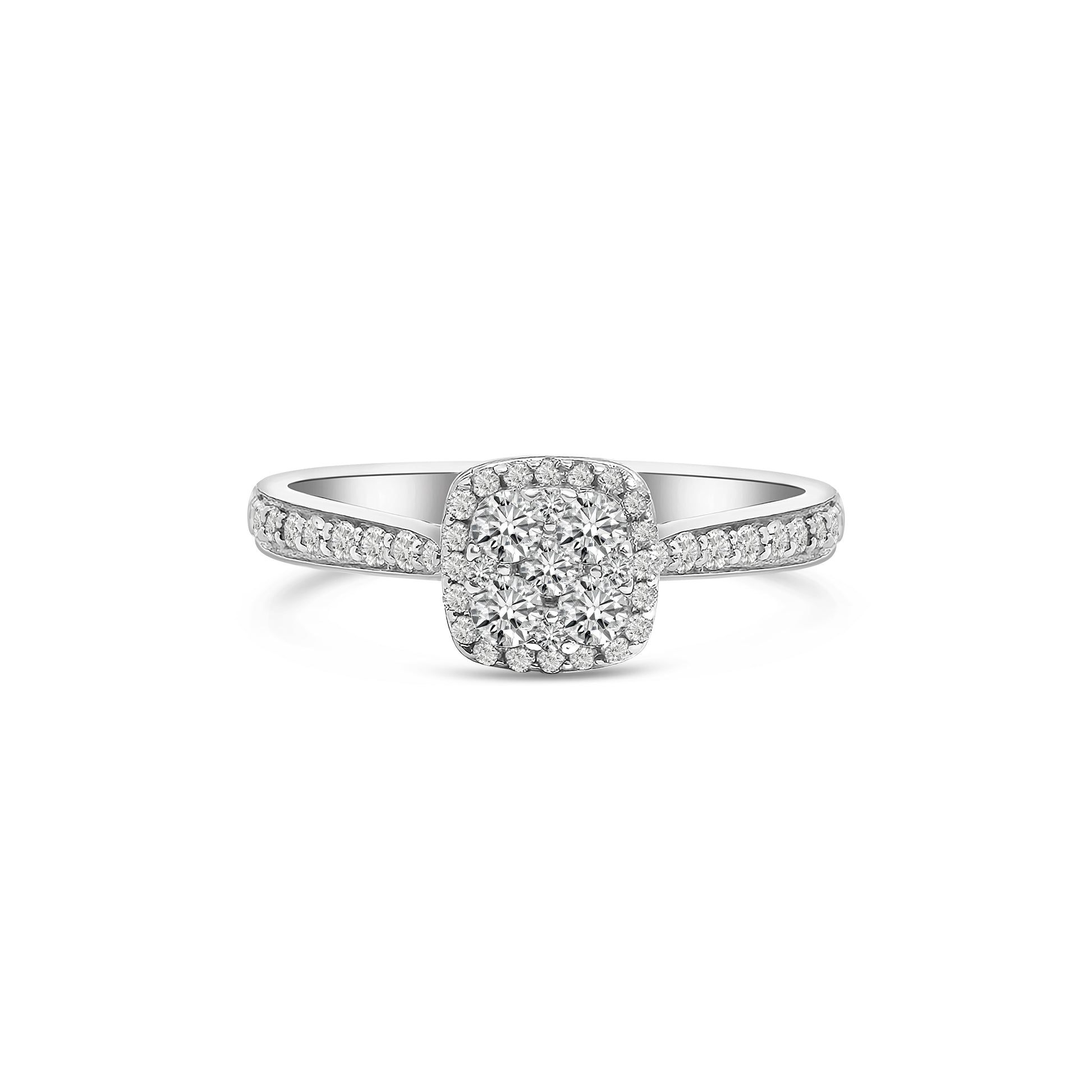 9kt Diamond Solitaire Cluster Engagement Ring