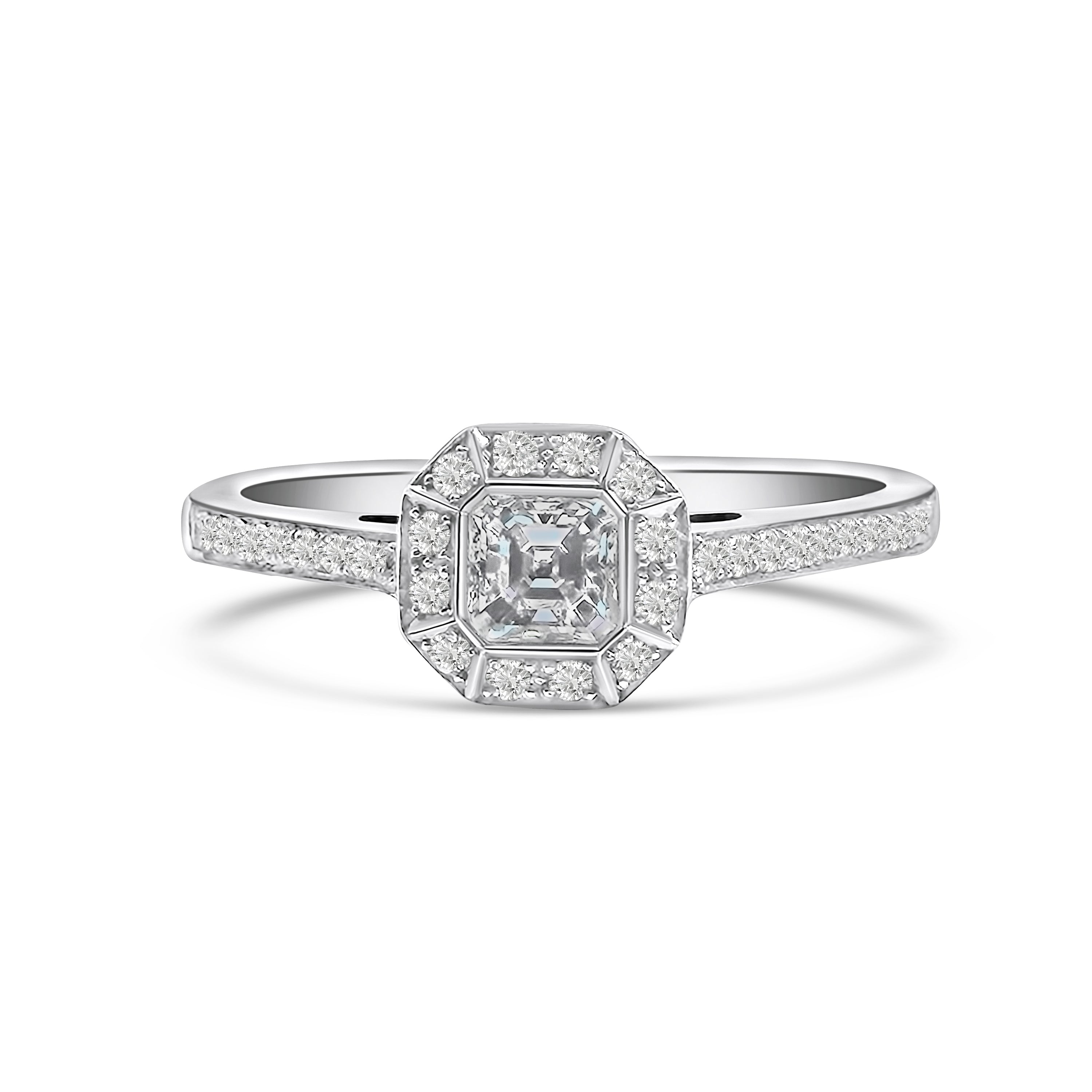 9kt Diamond Cushion Cluster Engagement Ring