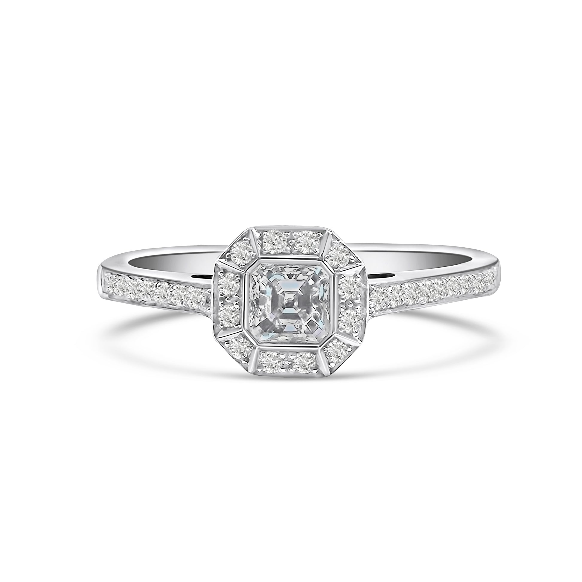 9kt Diamond Cushion Cluster Engagement Ring