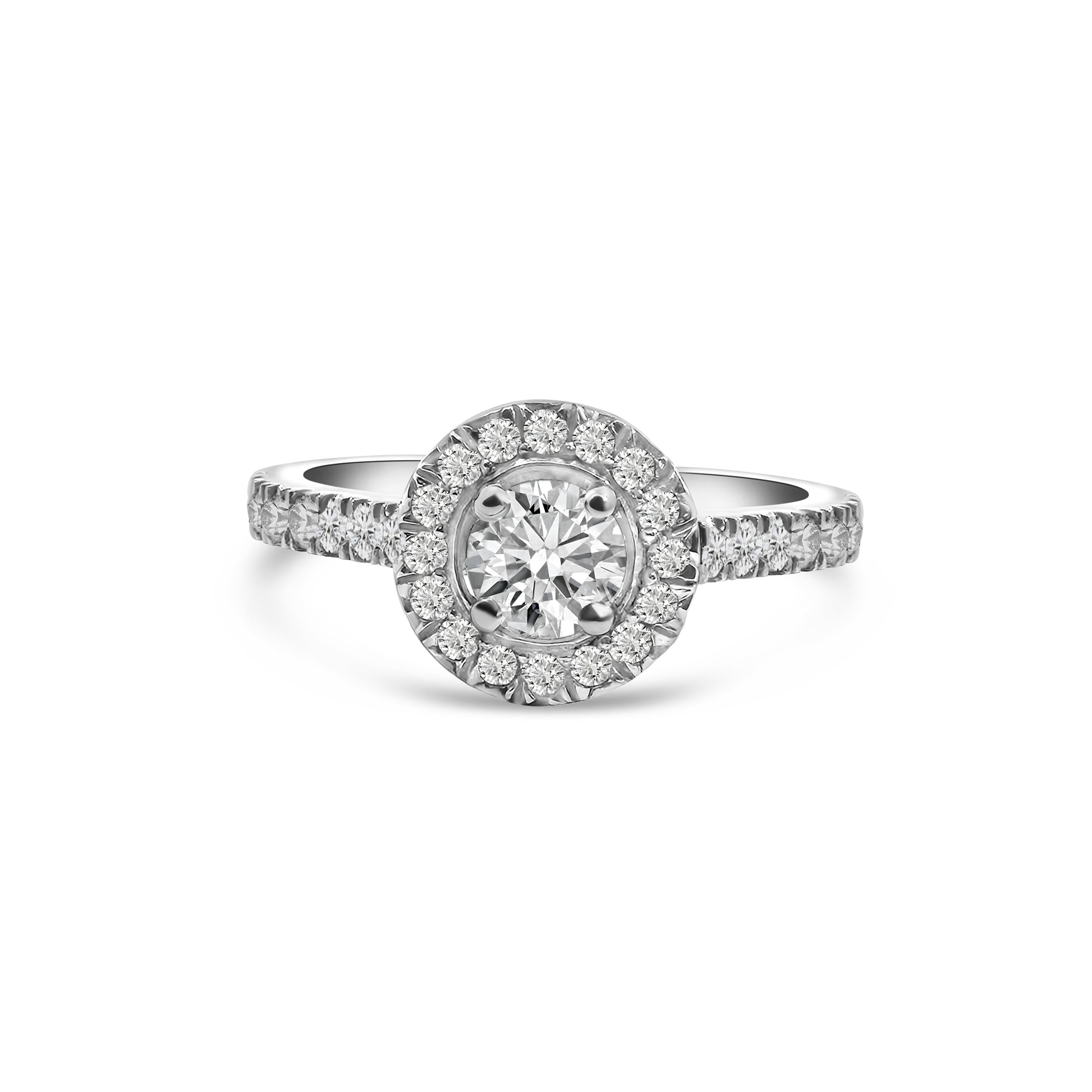 Platinum Round Halo Diamond Engagement Ring
