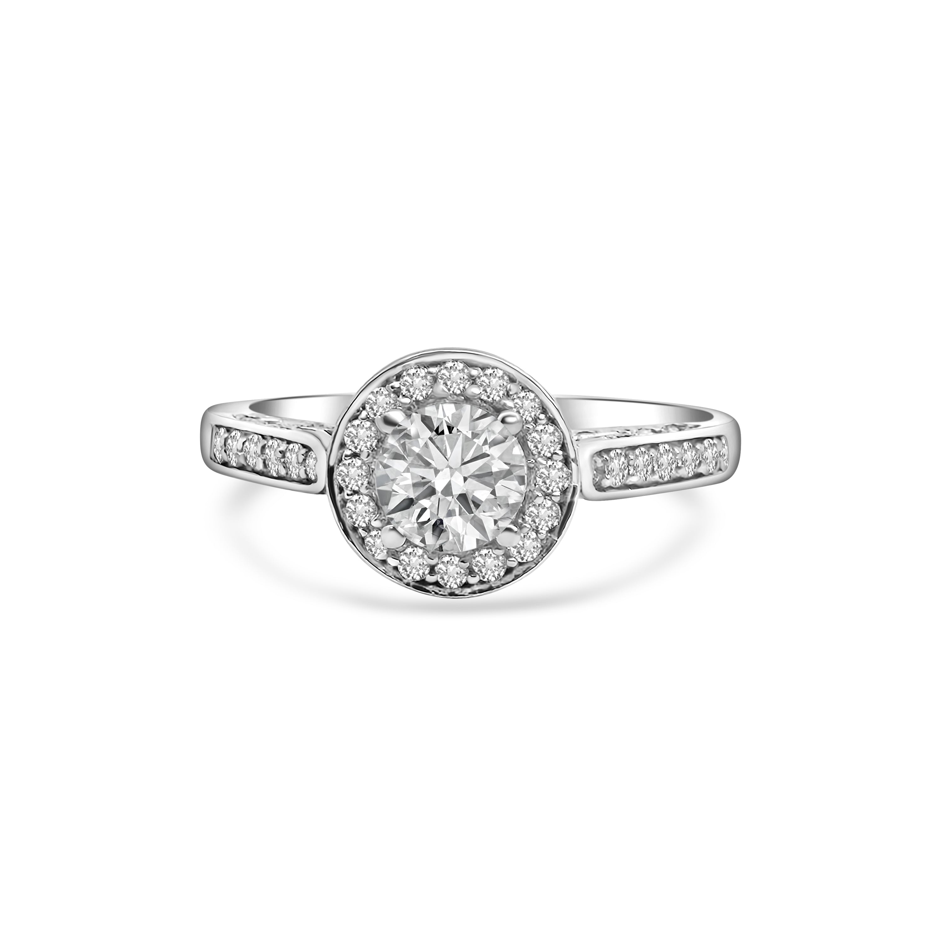 18kt Halo Diamond Engagement Ring