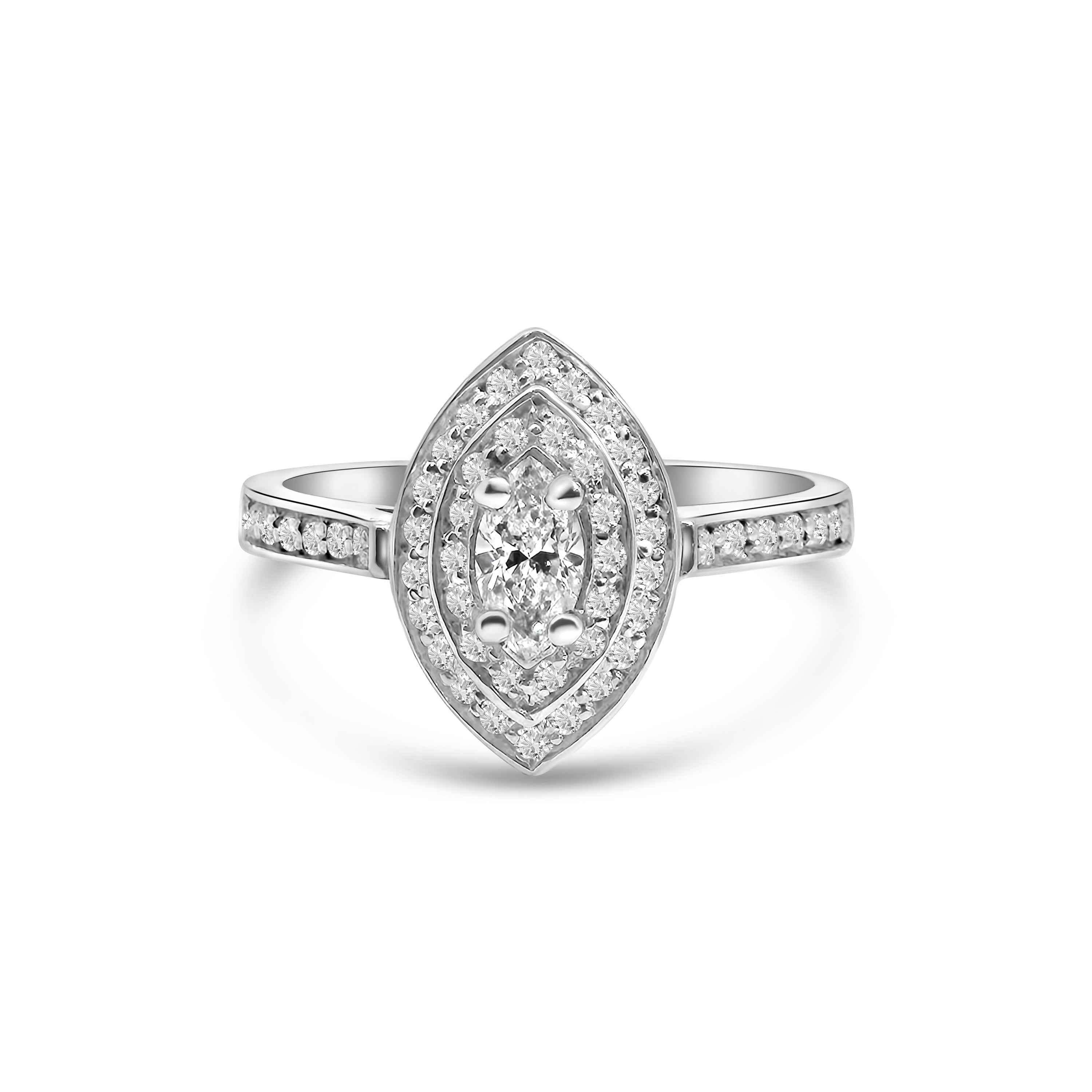18kt Marquise Cut Diamond Halo Engagement Ring