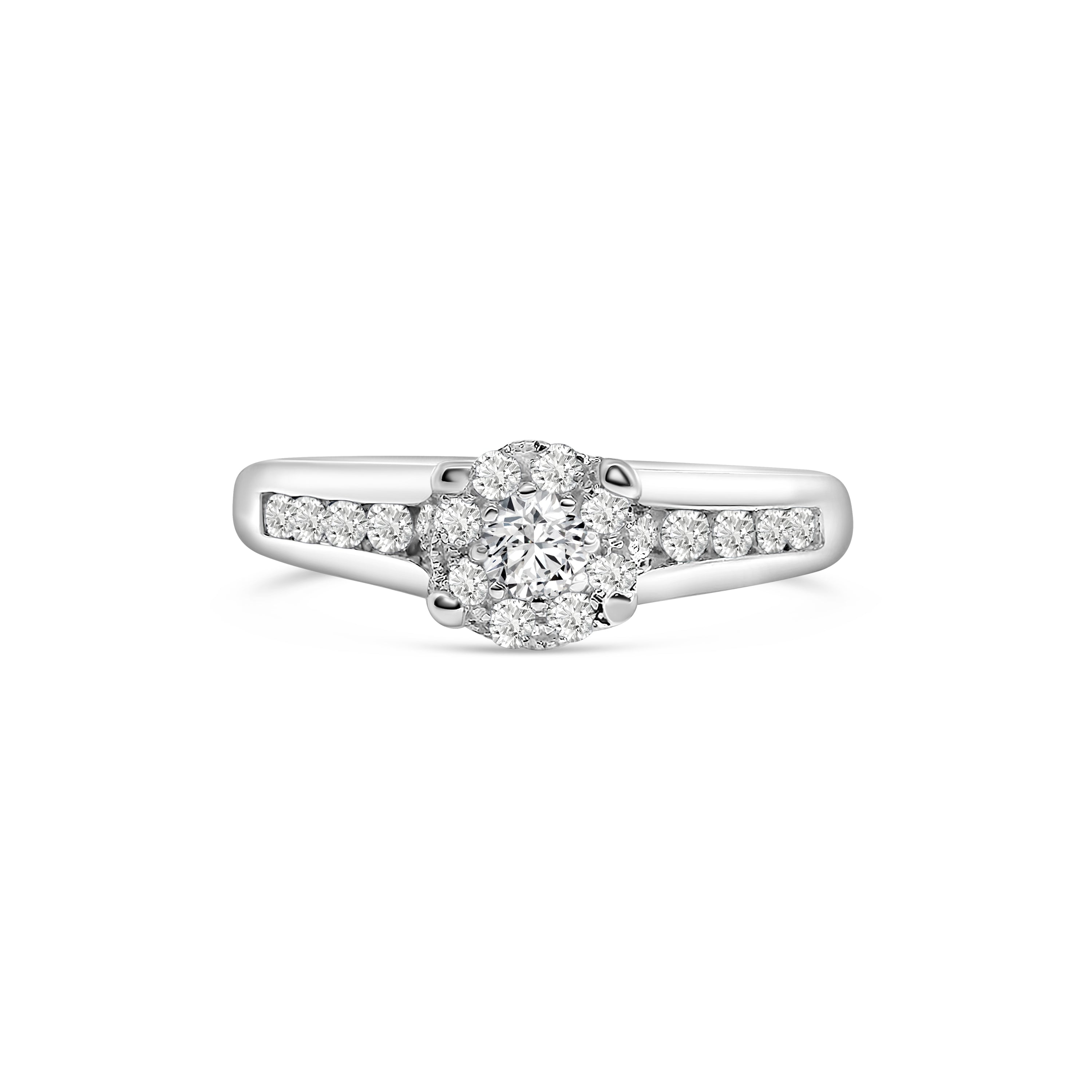 9kt Halo Style Diamond Engagement Ring