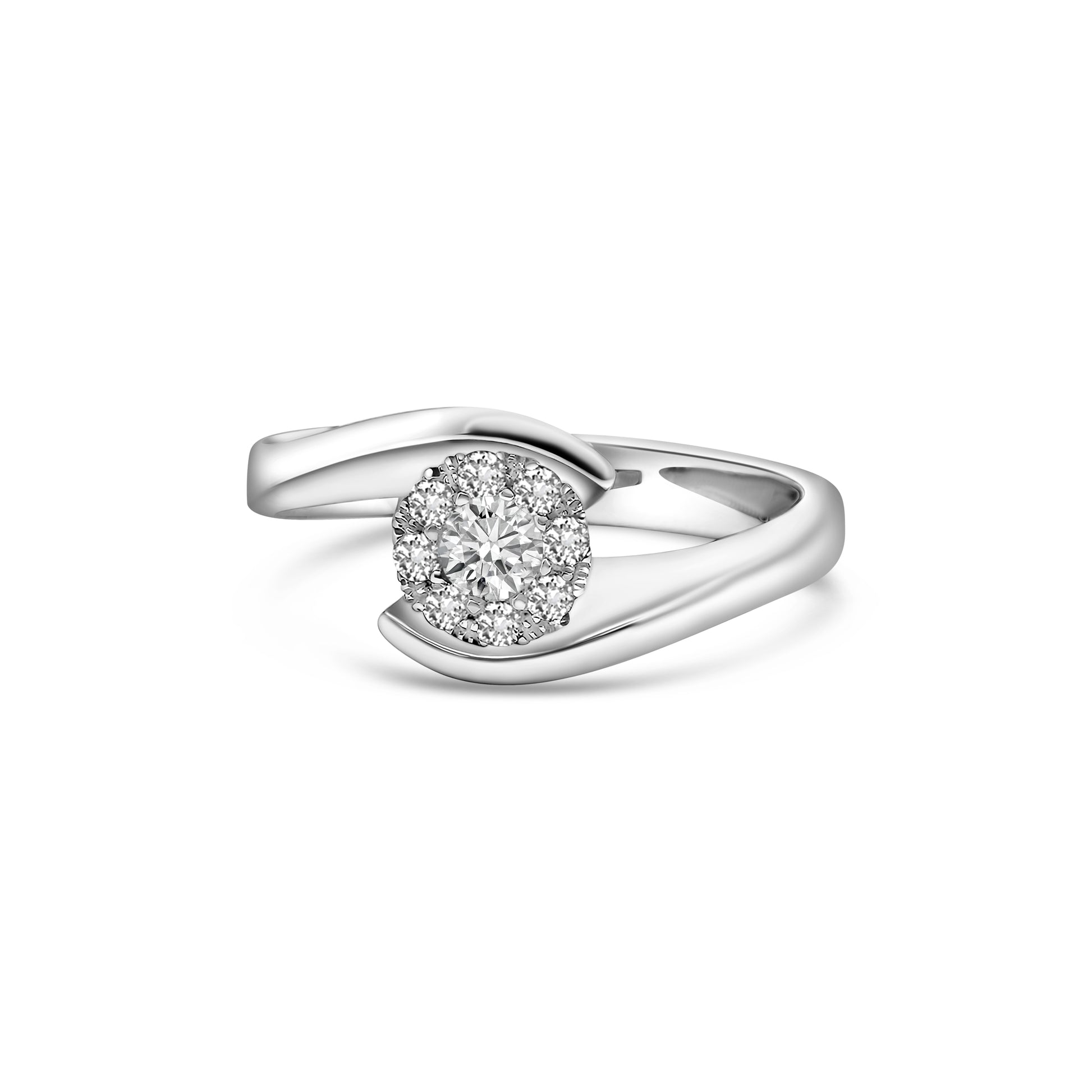 9kt Solitaire Twist Diamond Engagement Ring