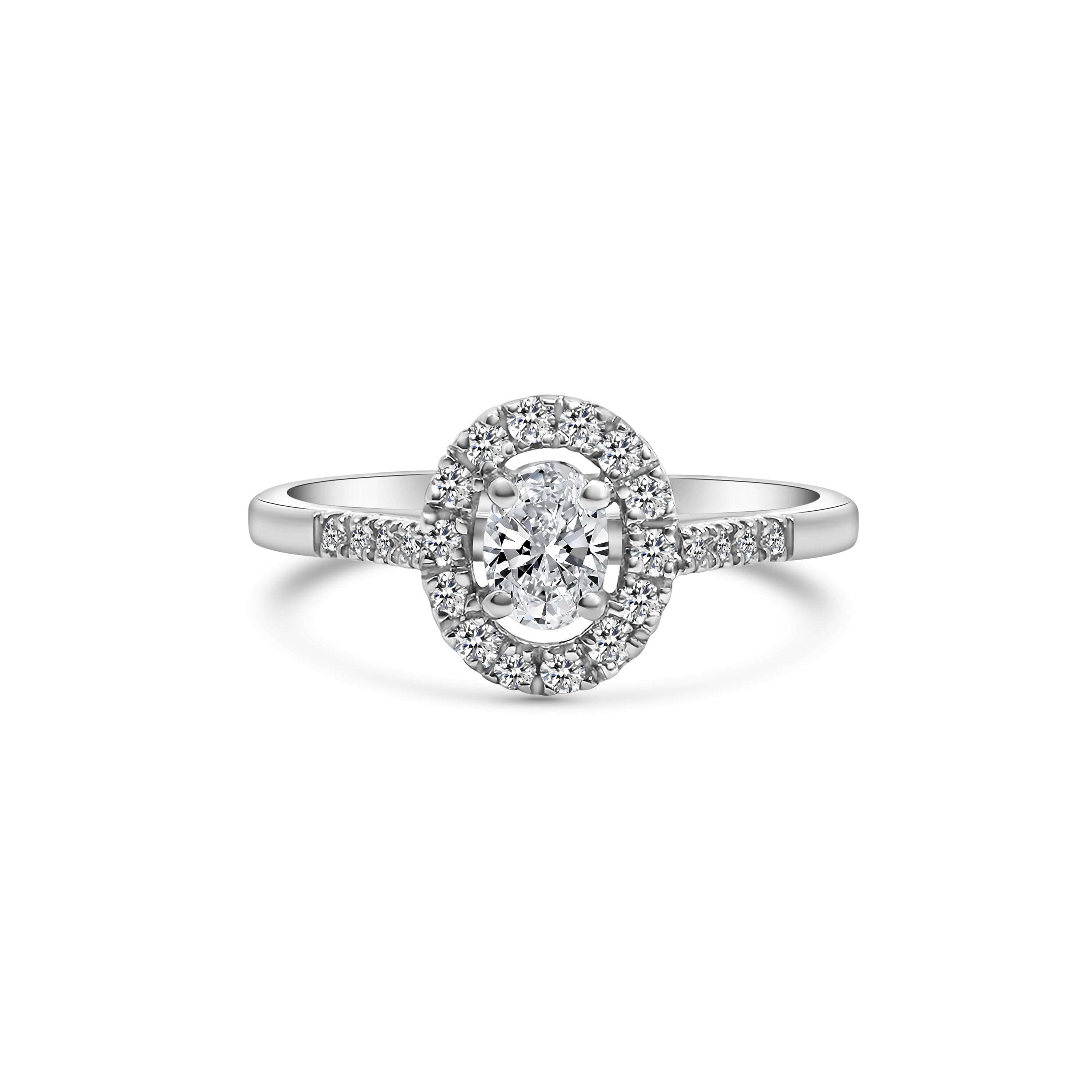 Platinum Oval Halo Diamond Engagement Ring