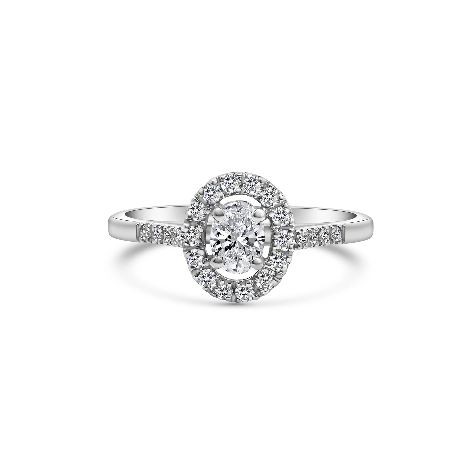 Platinum Oval Halo Diamond Engagement Ring