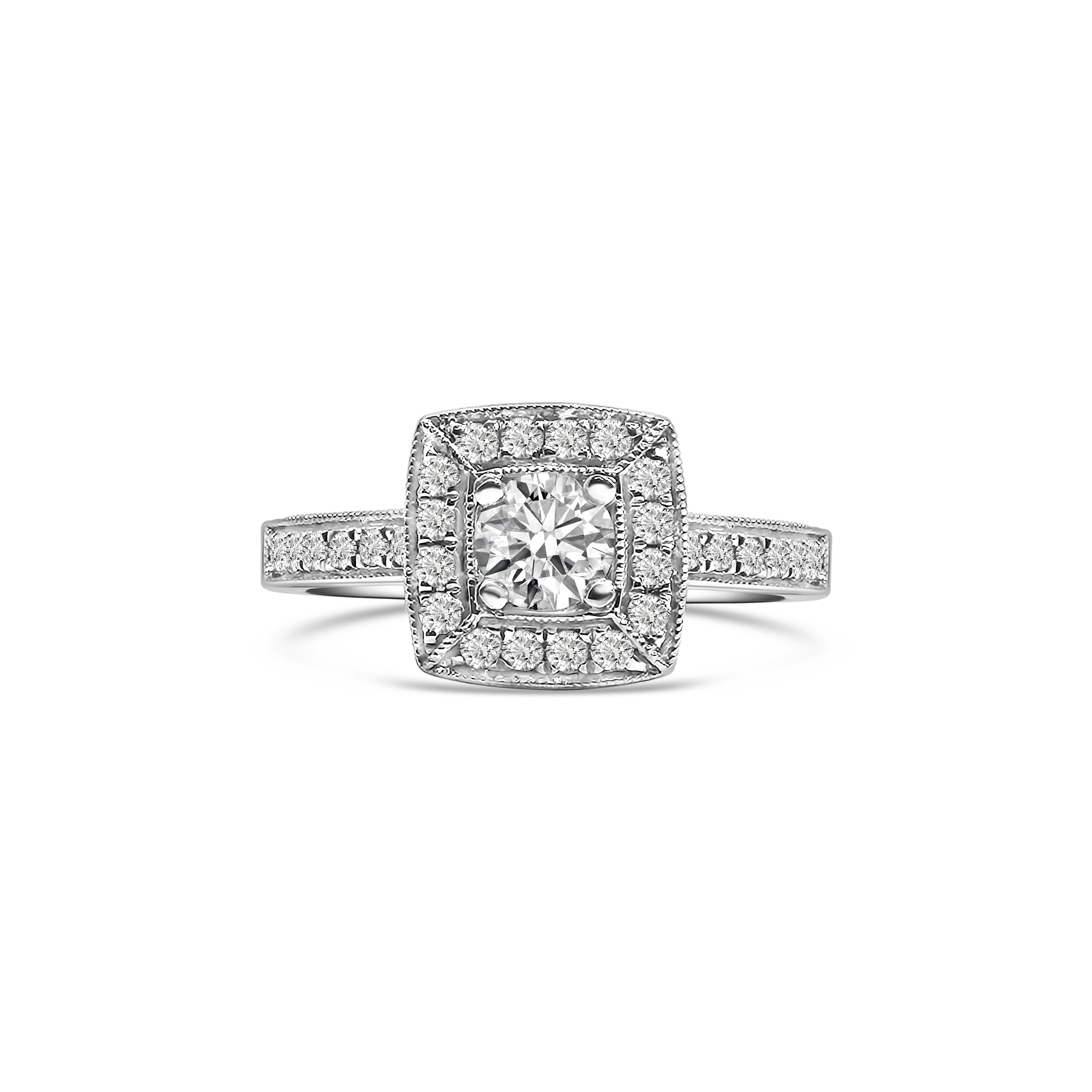 18kt Brilliant Cut Diamond Halo Engagement Ring