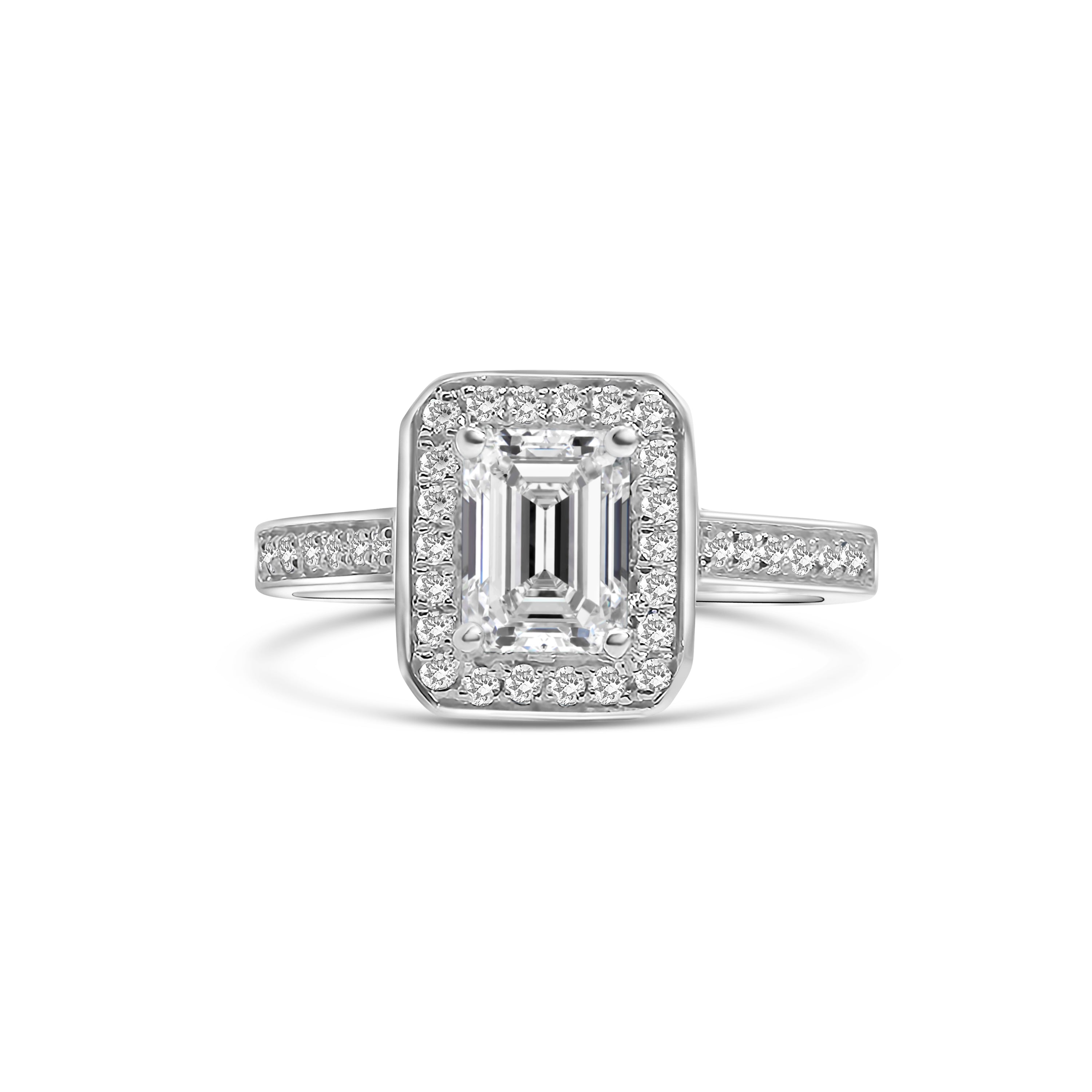 18kt Emerald and Brilliant Cut Diamond Engagement Ring